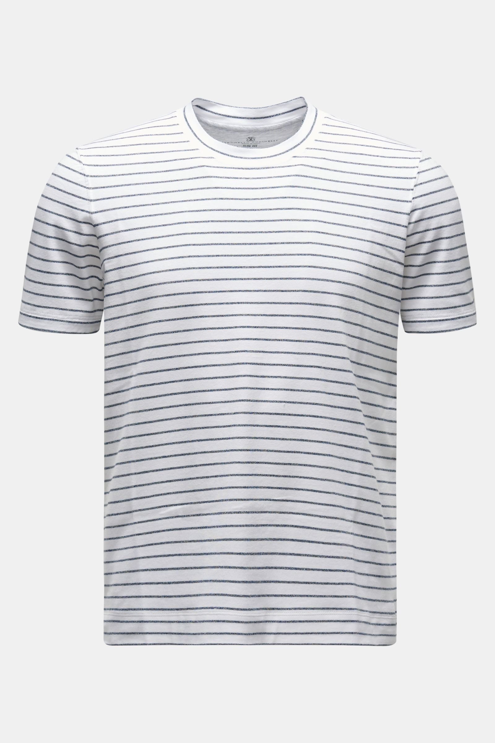 Crew neck T-shirt grey-blue/white striped