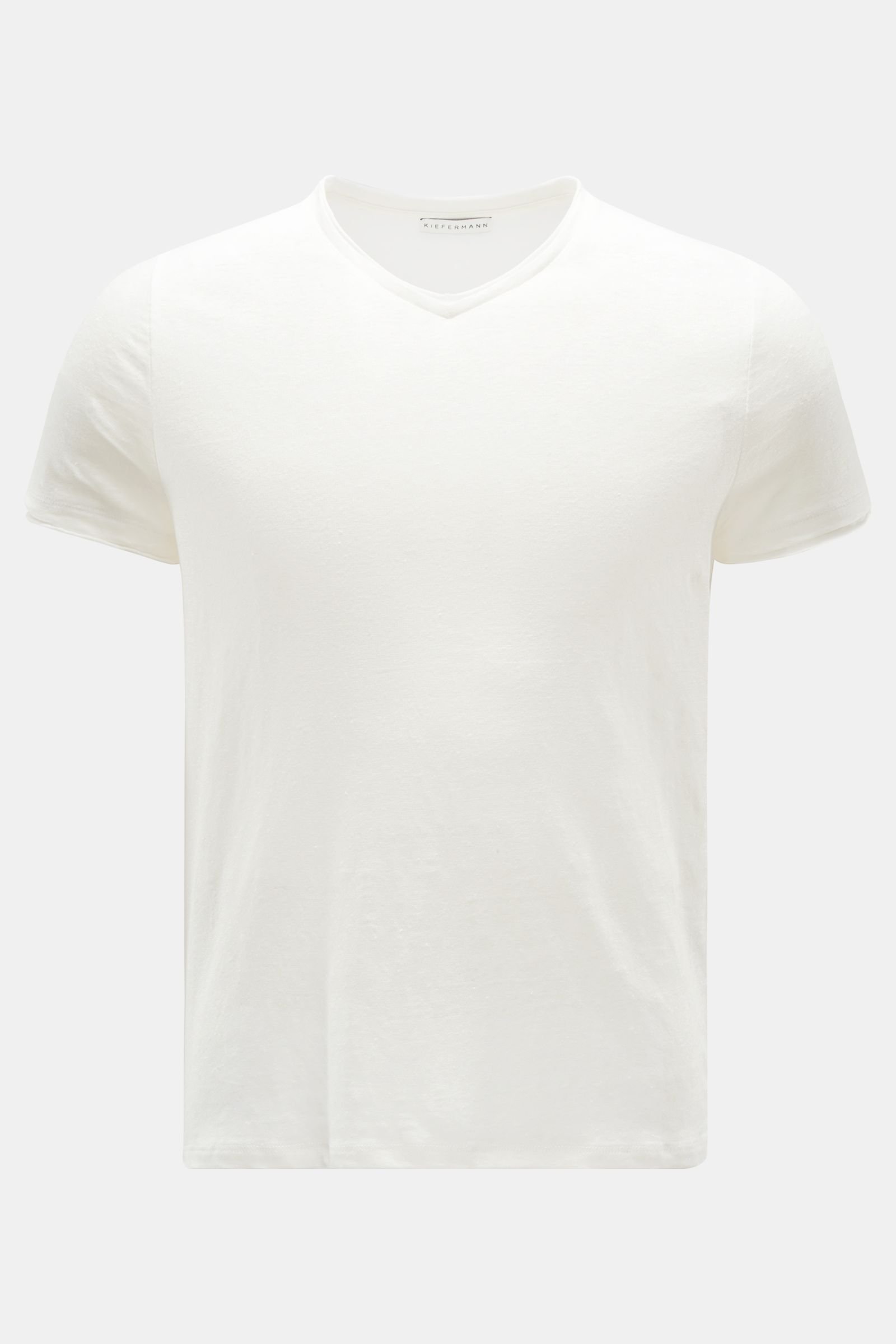 Leinen V-Neck T-Shirt 'Flynn' creme