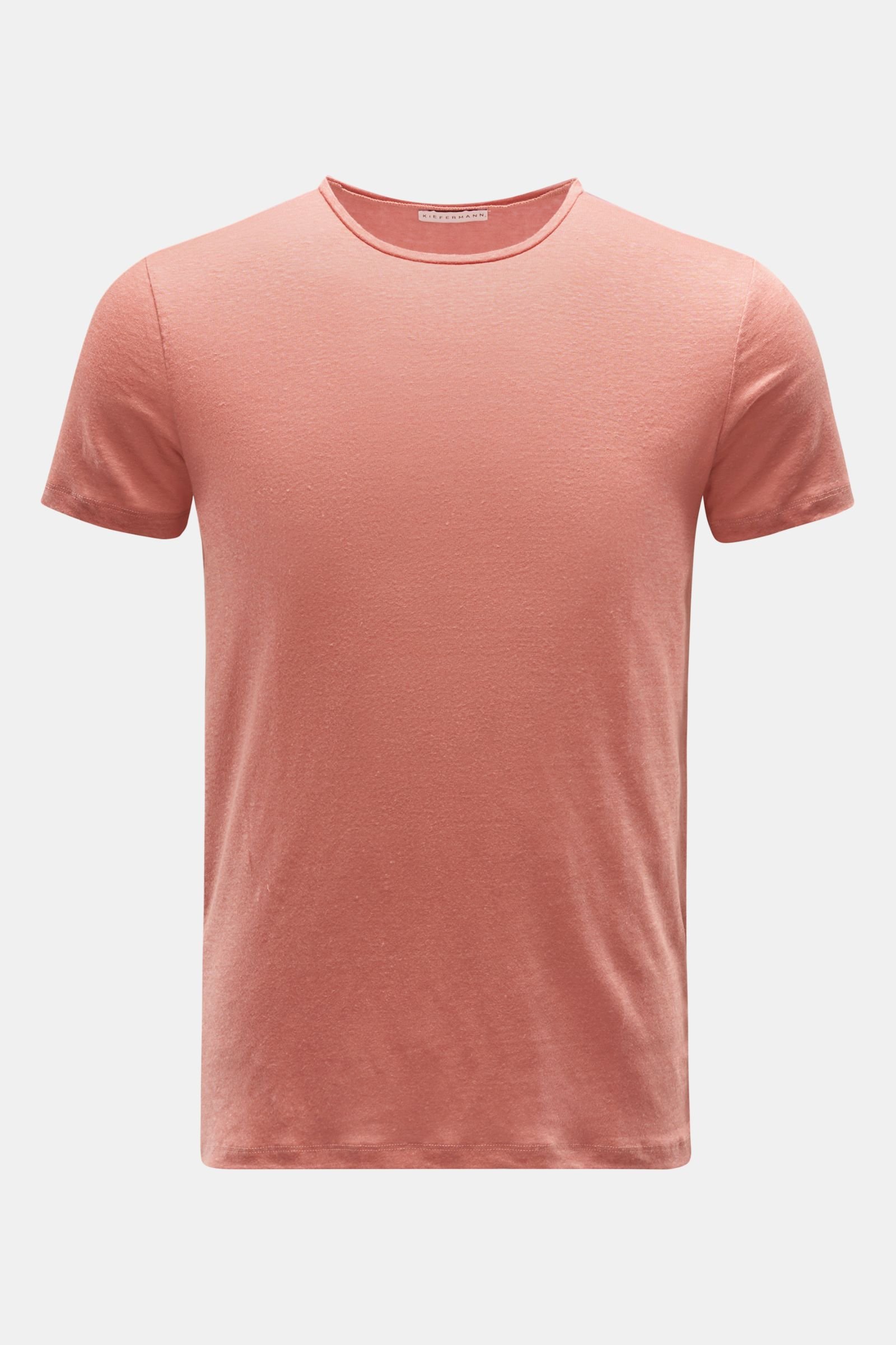 Linen crew neck T-shirt 'Laine' antique pink