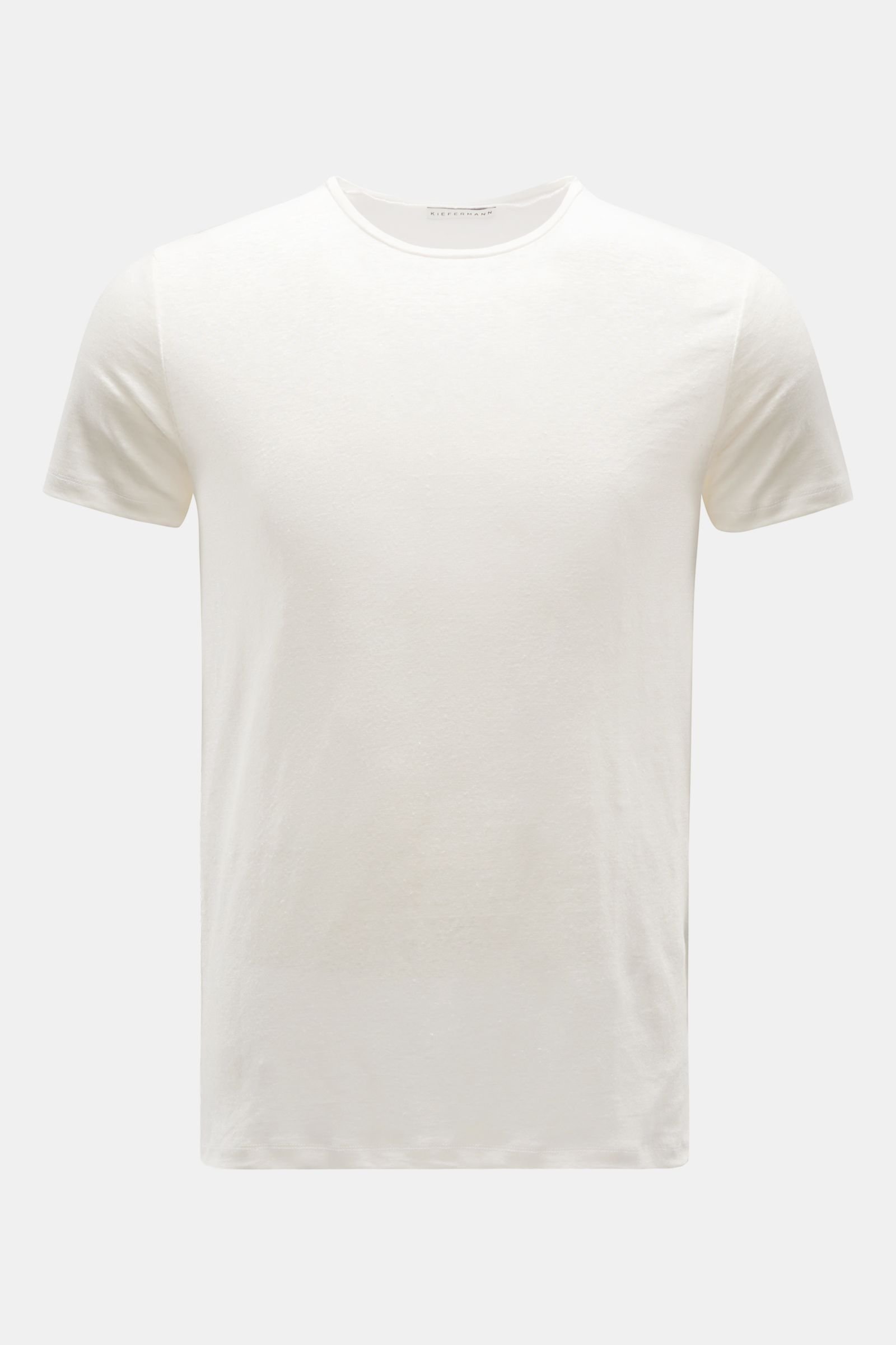 Linen crew neck T-shirt 'Laine' cream