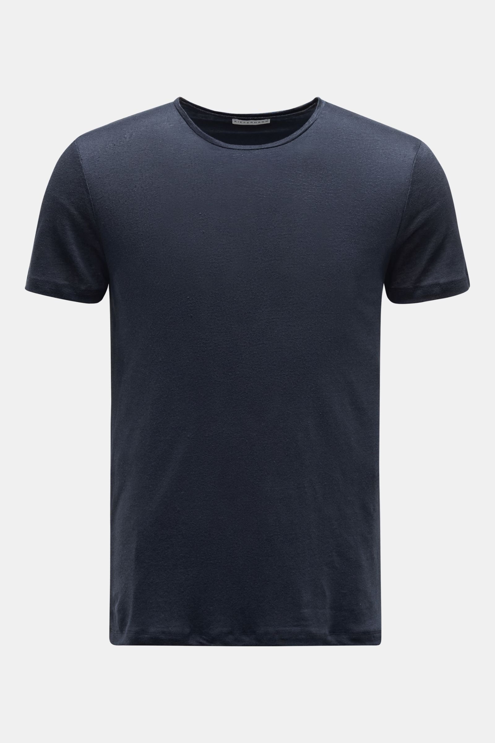 Linen crew neck T-shirt 'Laine' navy