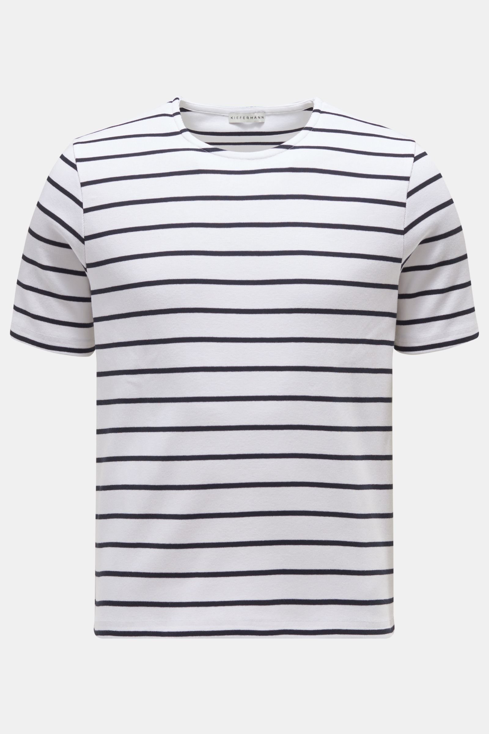 Crew neck T-shirt 'Inko' white/dark navy striped