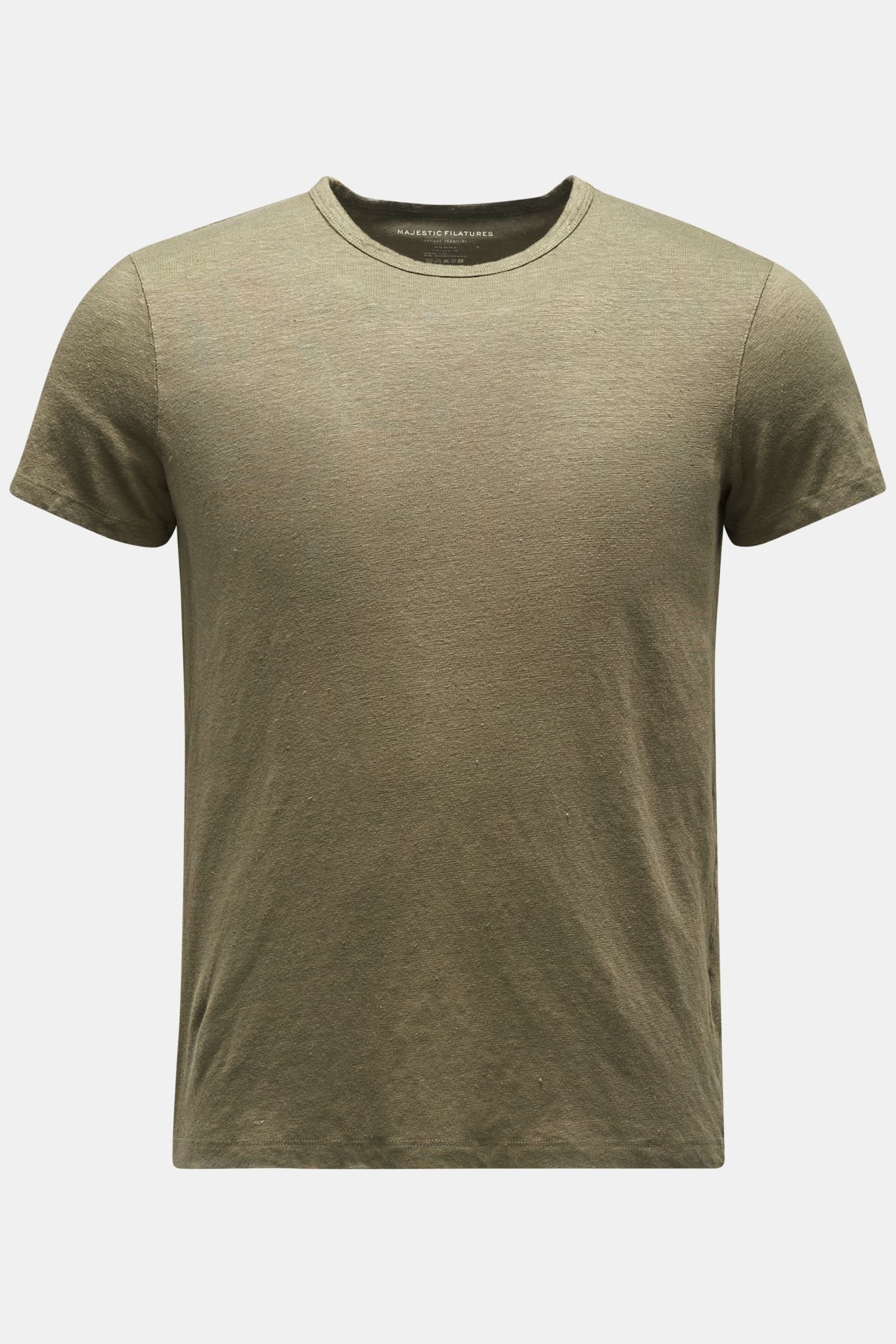 Leinen Rundhals-T-Shirt oliv