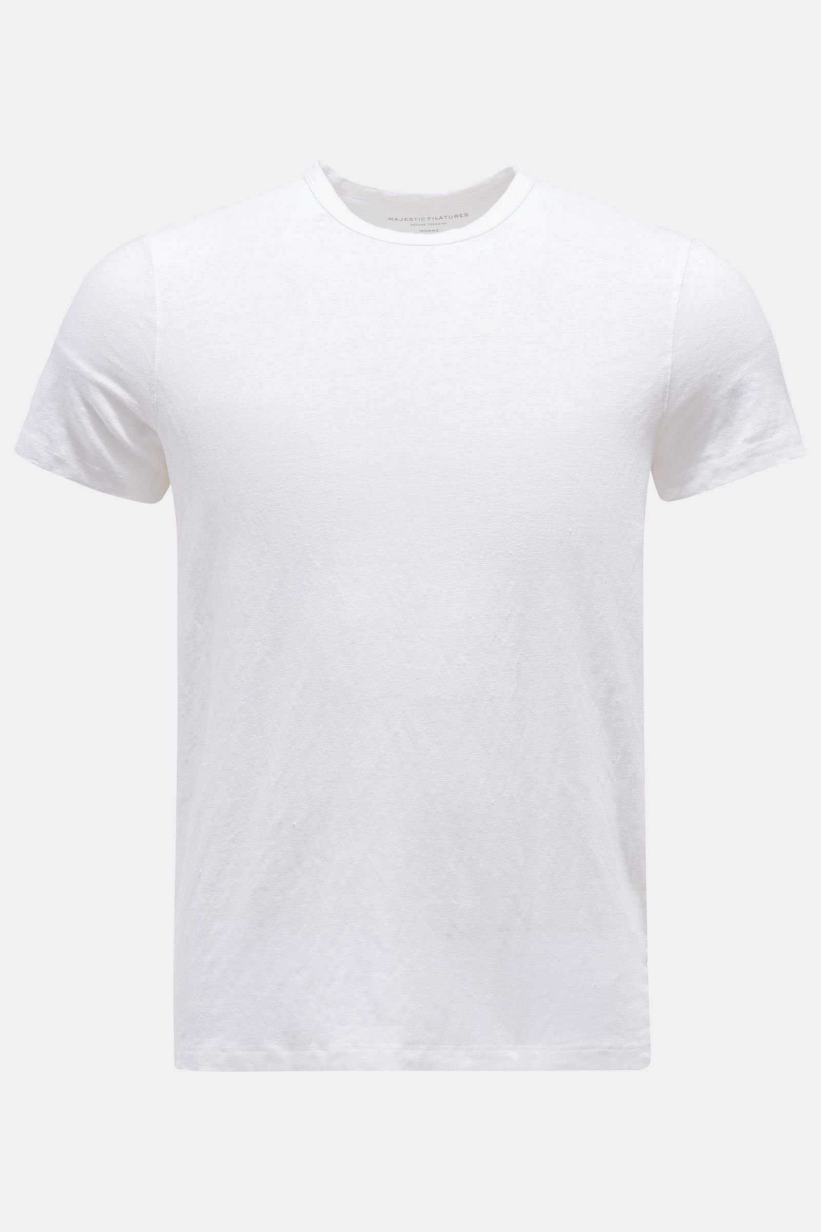 Leinen Rundhals-T-Shirt weiß