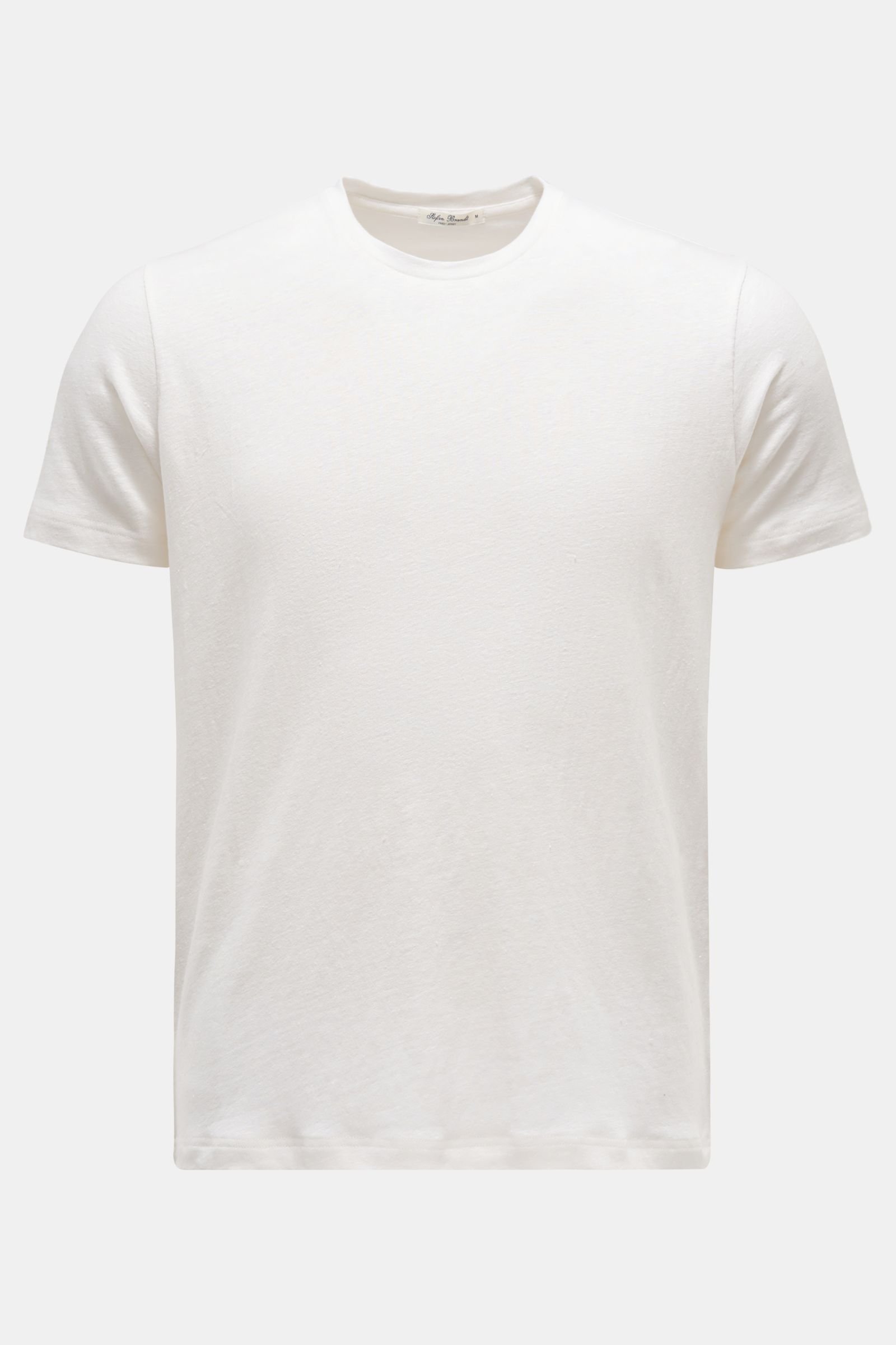 Linen crew neck T-shirt 'Enno' off-white