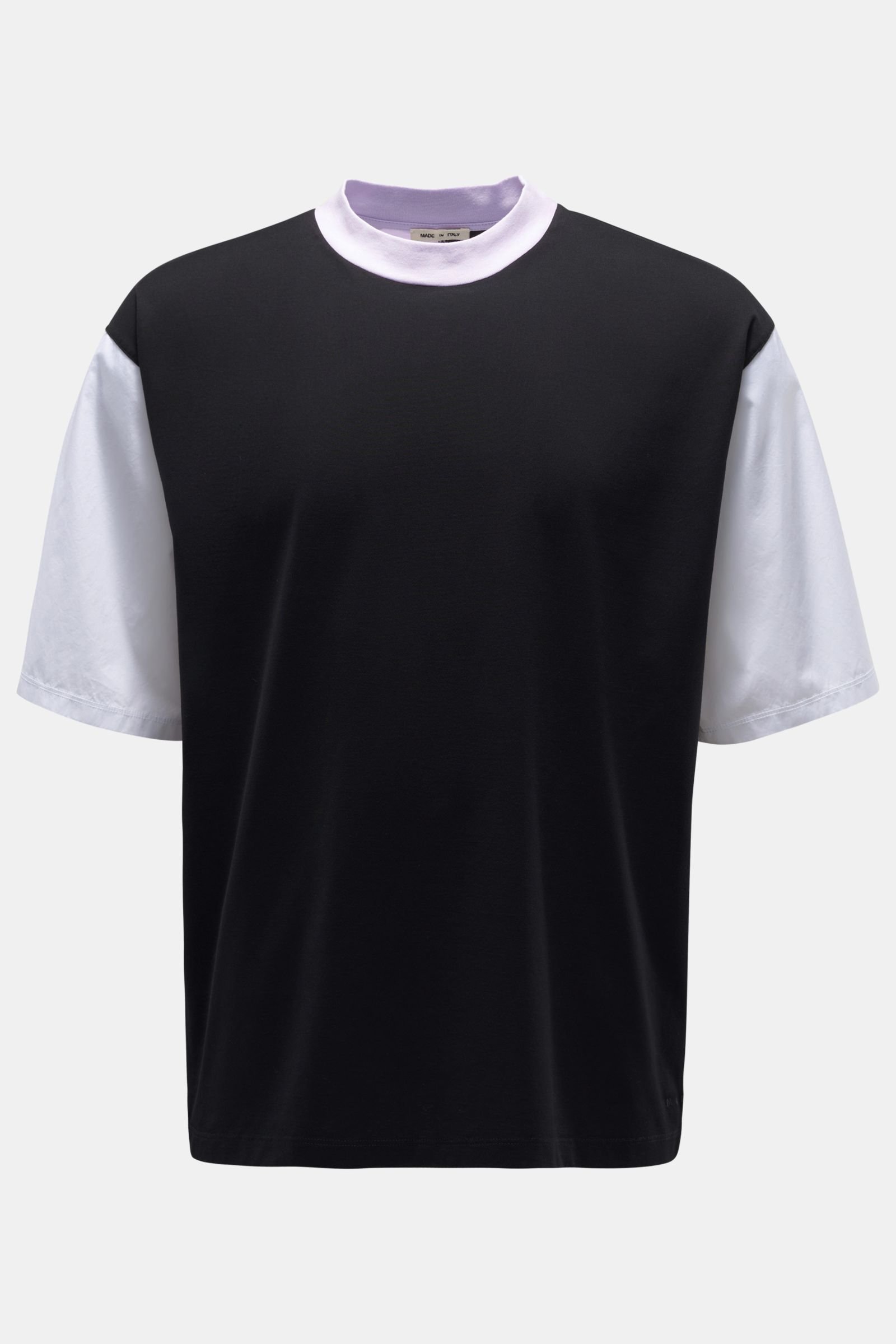 Rundhals-T-Shirt schwarz/violett/weiß