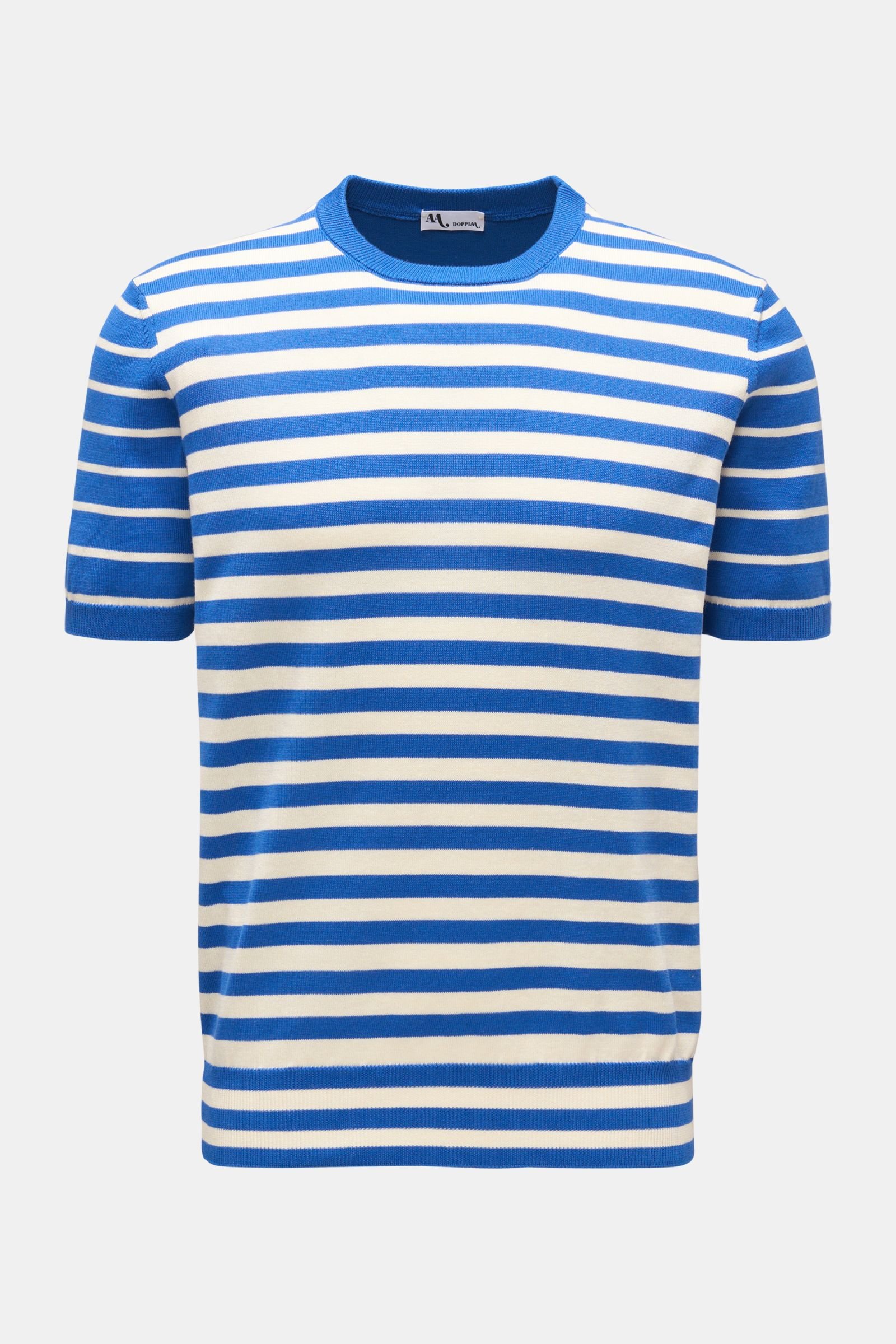 Fine knit short sleeve jumper 'Aalfeo' blue/off-white striped