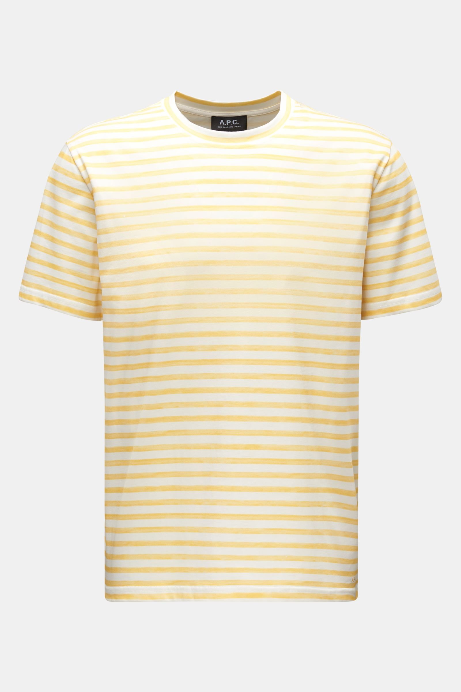 Crew neck T-shirt 'Marinheiro' yellow/white striped