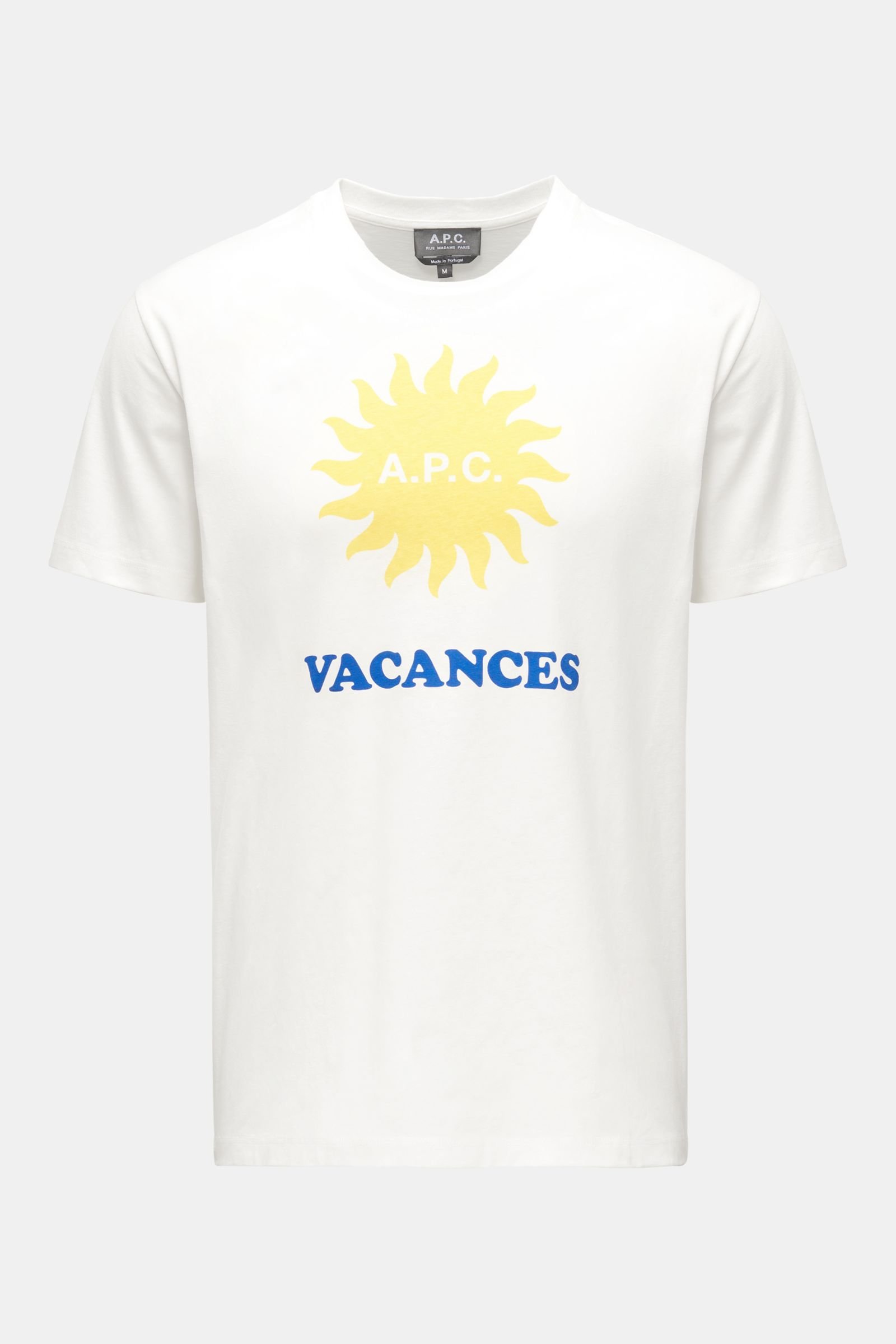 Crew neck T-shirt 'Vacances' off-white