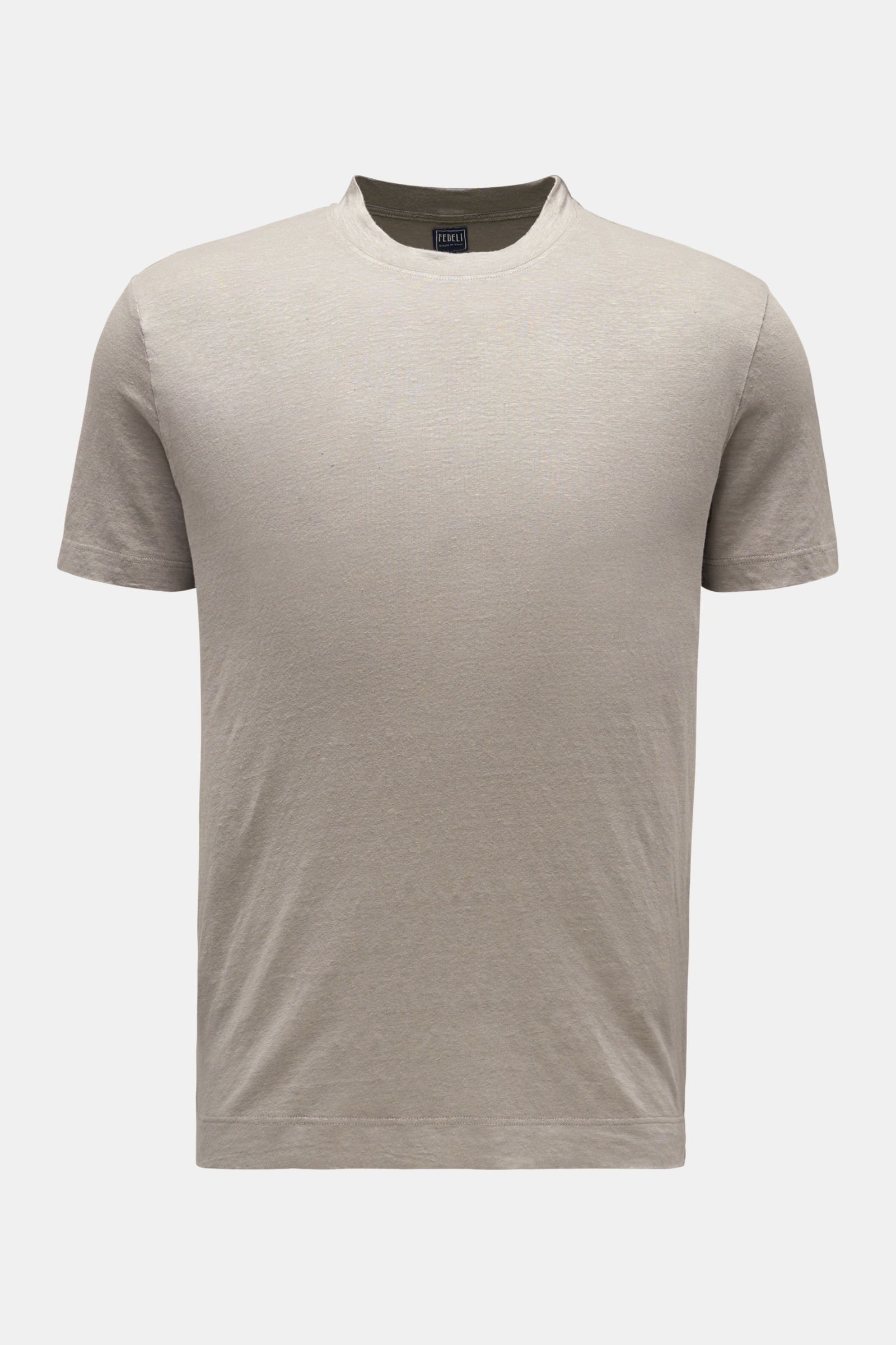 Linen crew neck T-shirt 'Extreme MM' grey-brown