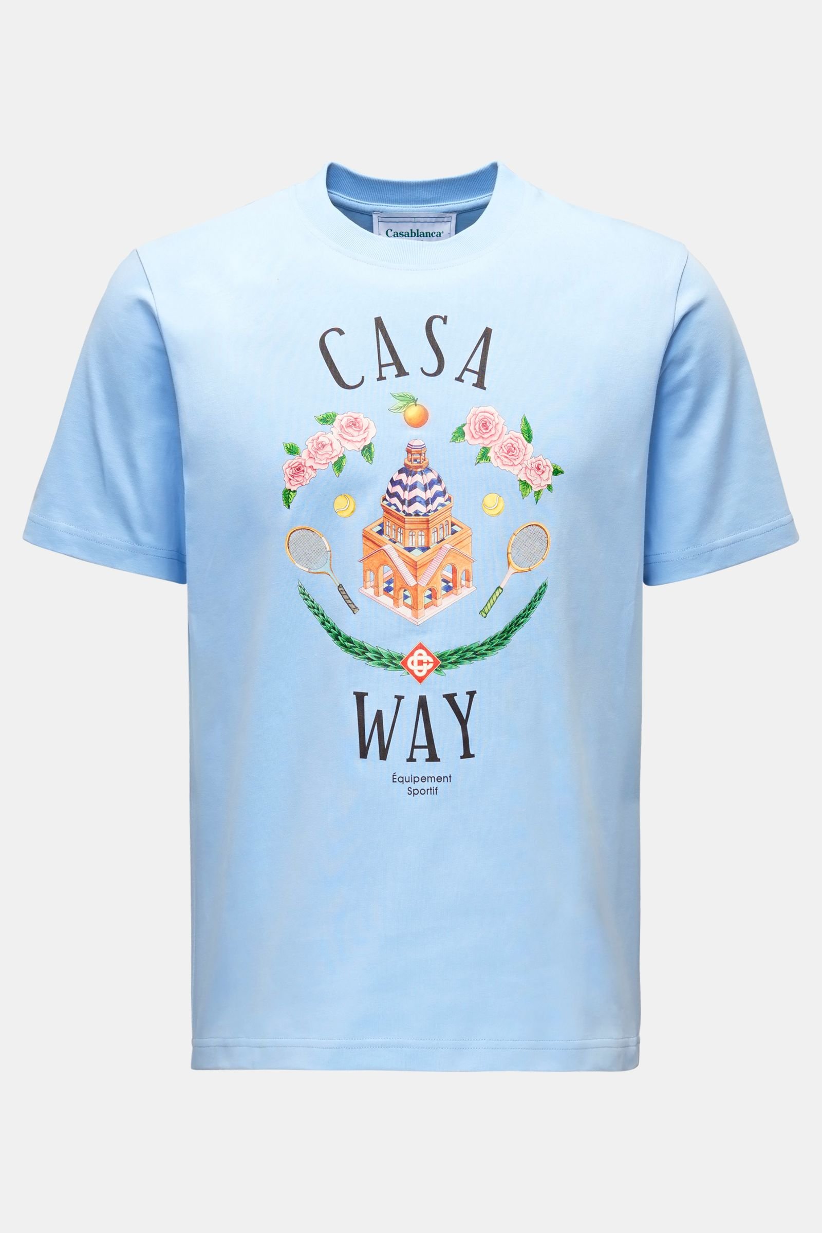 Rundhals-T-Shirt 'Casa Way' hellblau