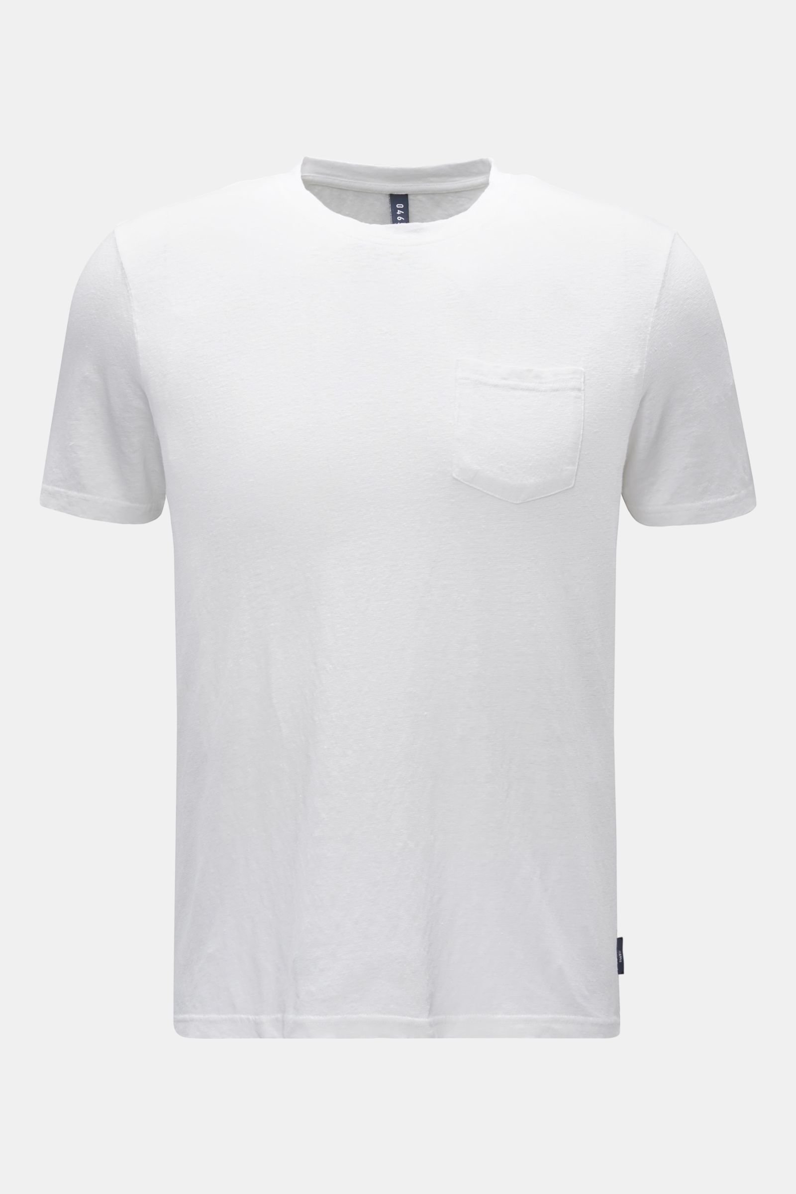 Leinen Rundhals-T-Shirt weiß