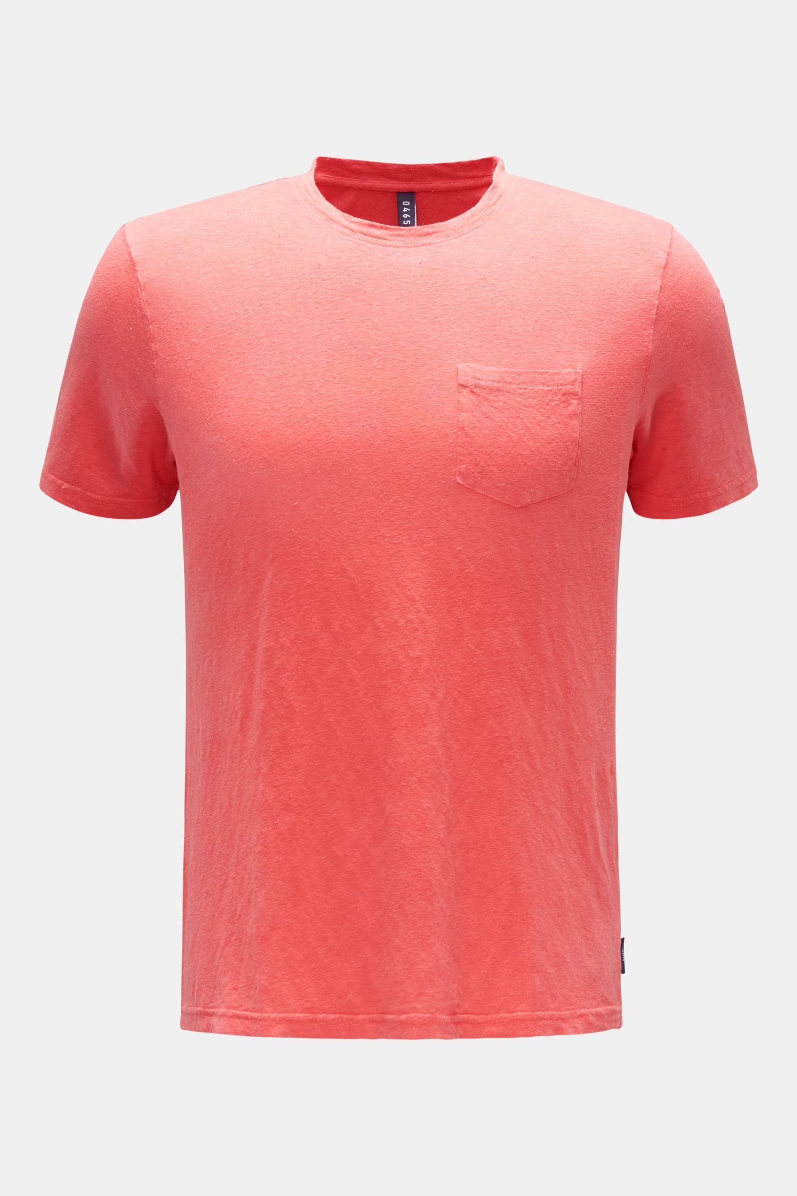 Linen crew neck T-shirt coral
