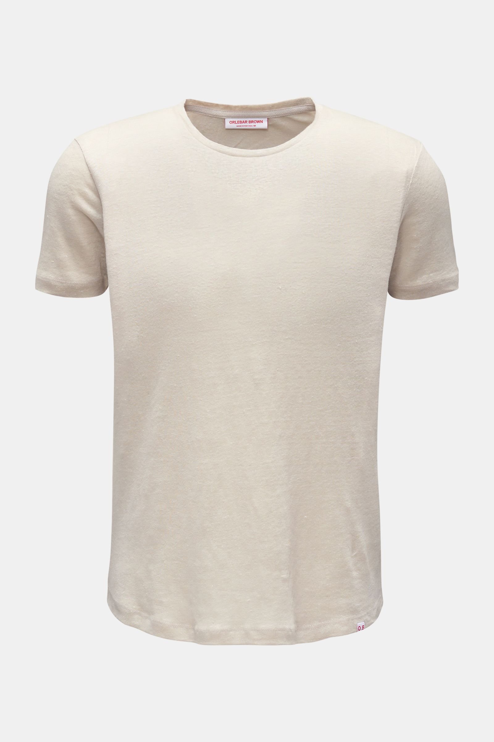 Crew neck T-shirt 'OB-T Linen' beige