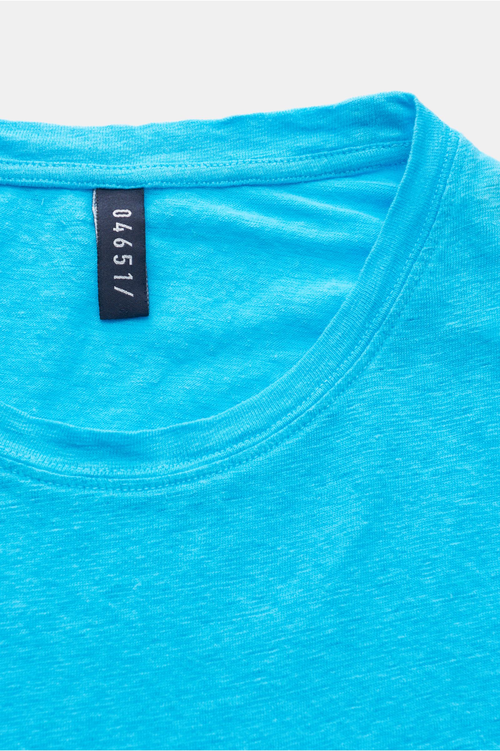 04651/ A trip in a bag Leinen Rundhals-T-Shirt türkis