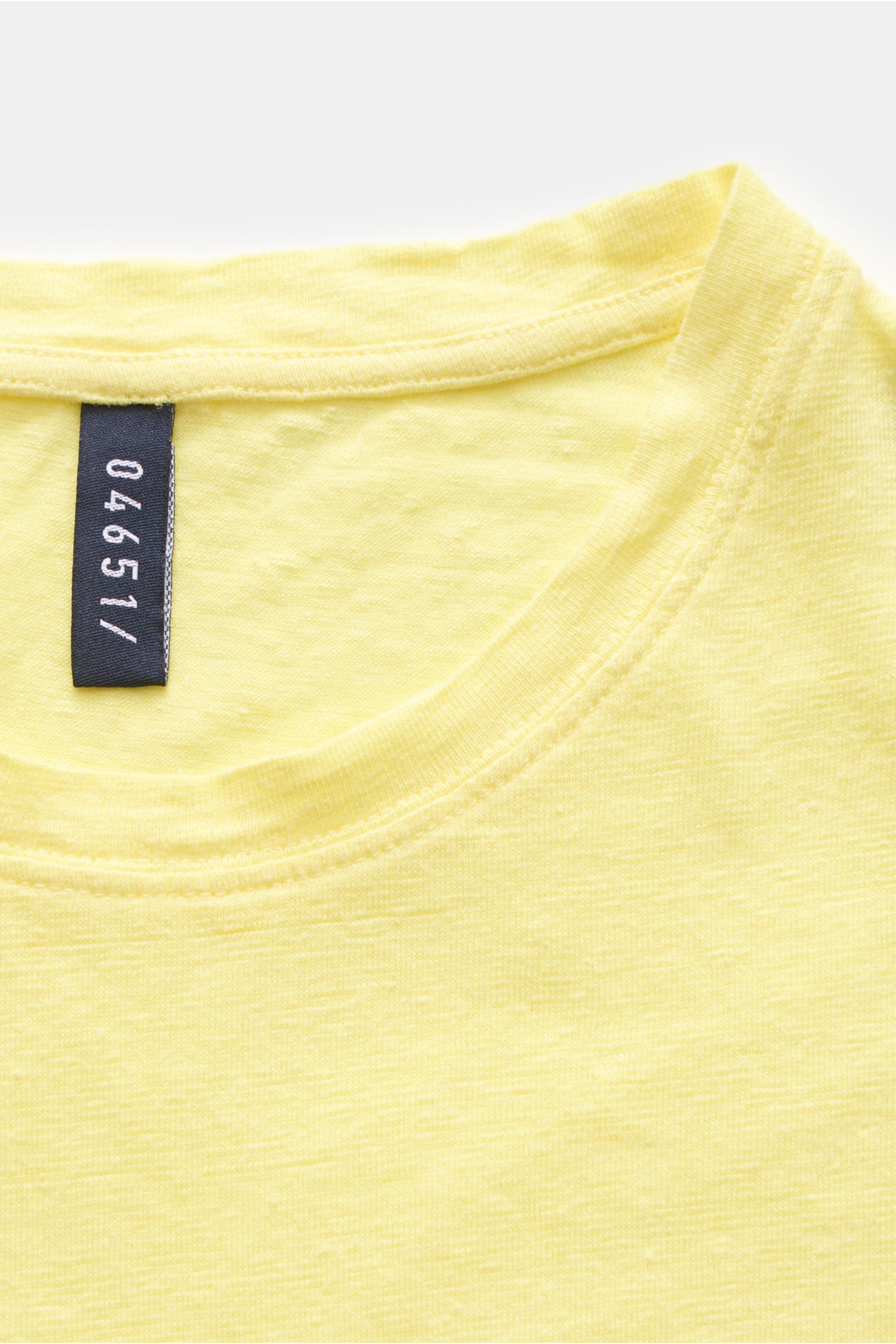 04651/ A trip in a bag Linen crew neck-T-shirt light yellow