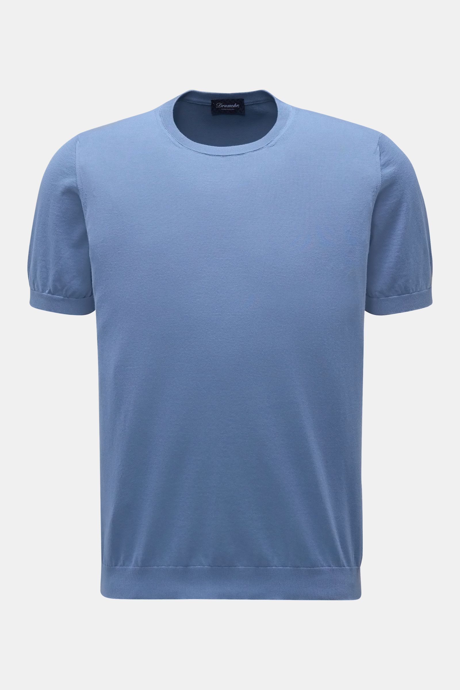 Drumohr Feinstrick-Kurzarmpullover rauchblau