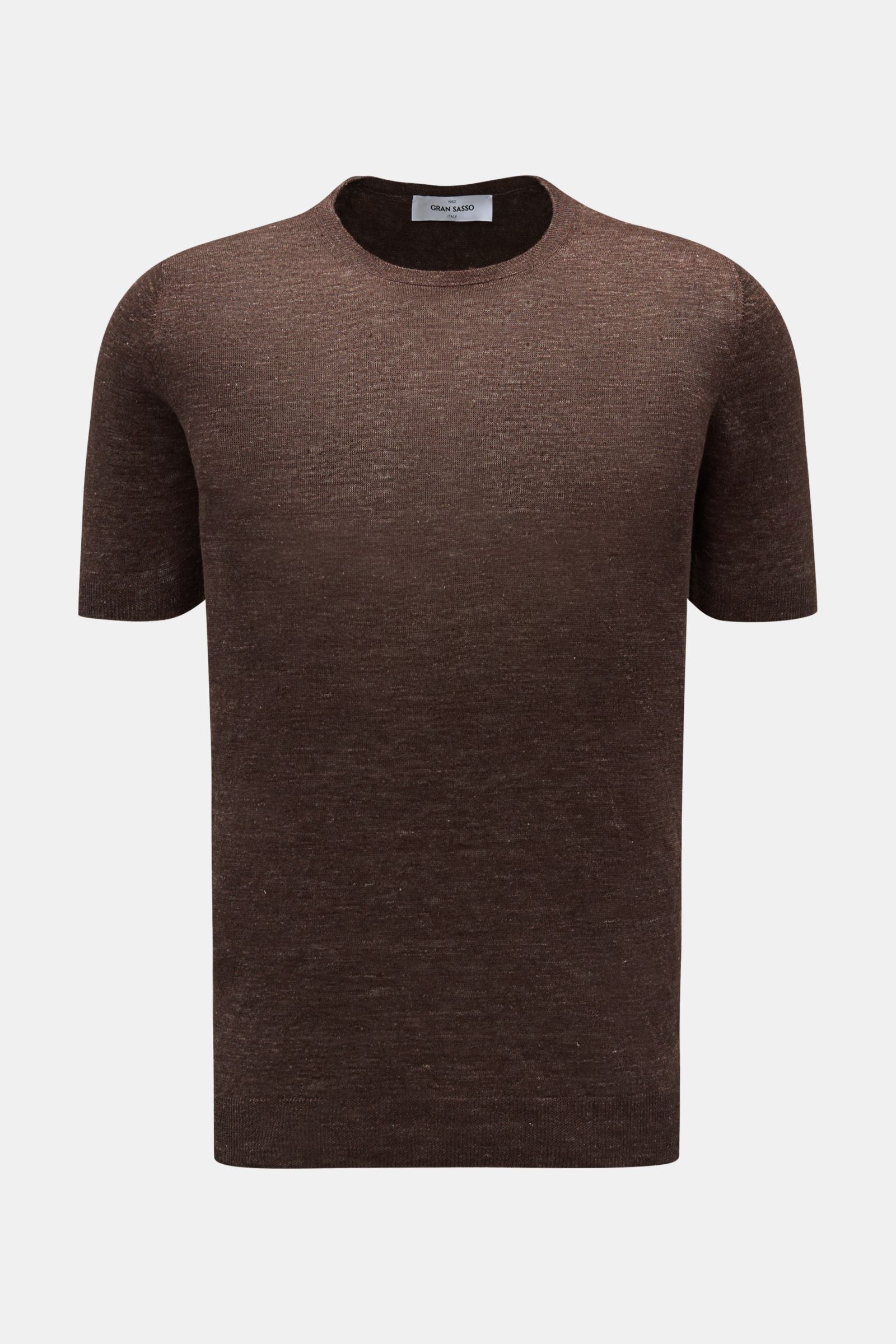 Gran Sasso Leinen-Kurzarmpullover dunkelbraun