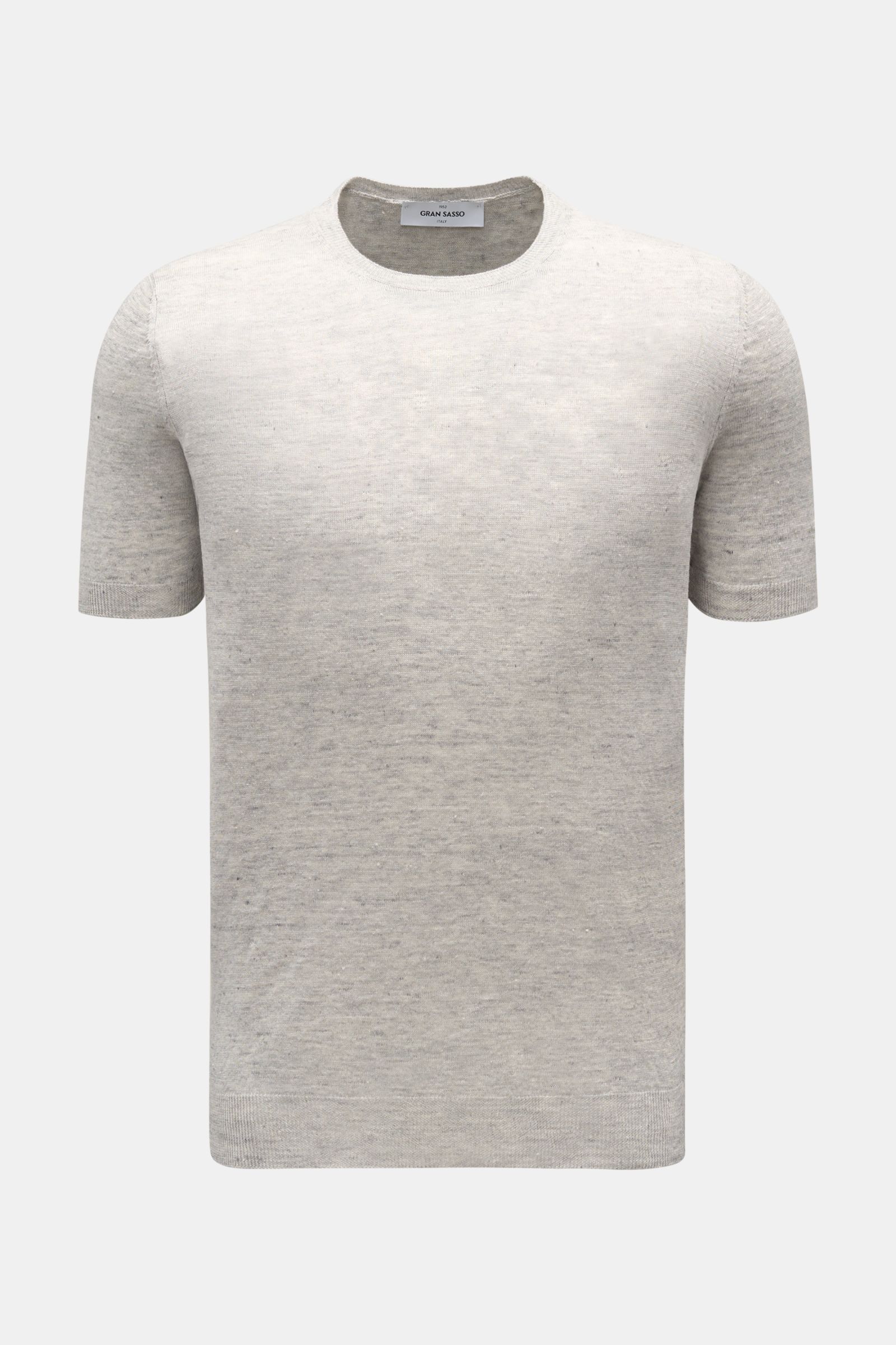 Gran Sasso Leinen-Kurzarmpullover hellgrau