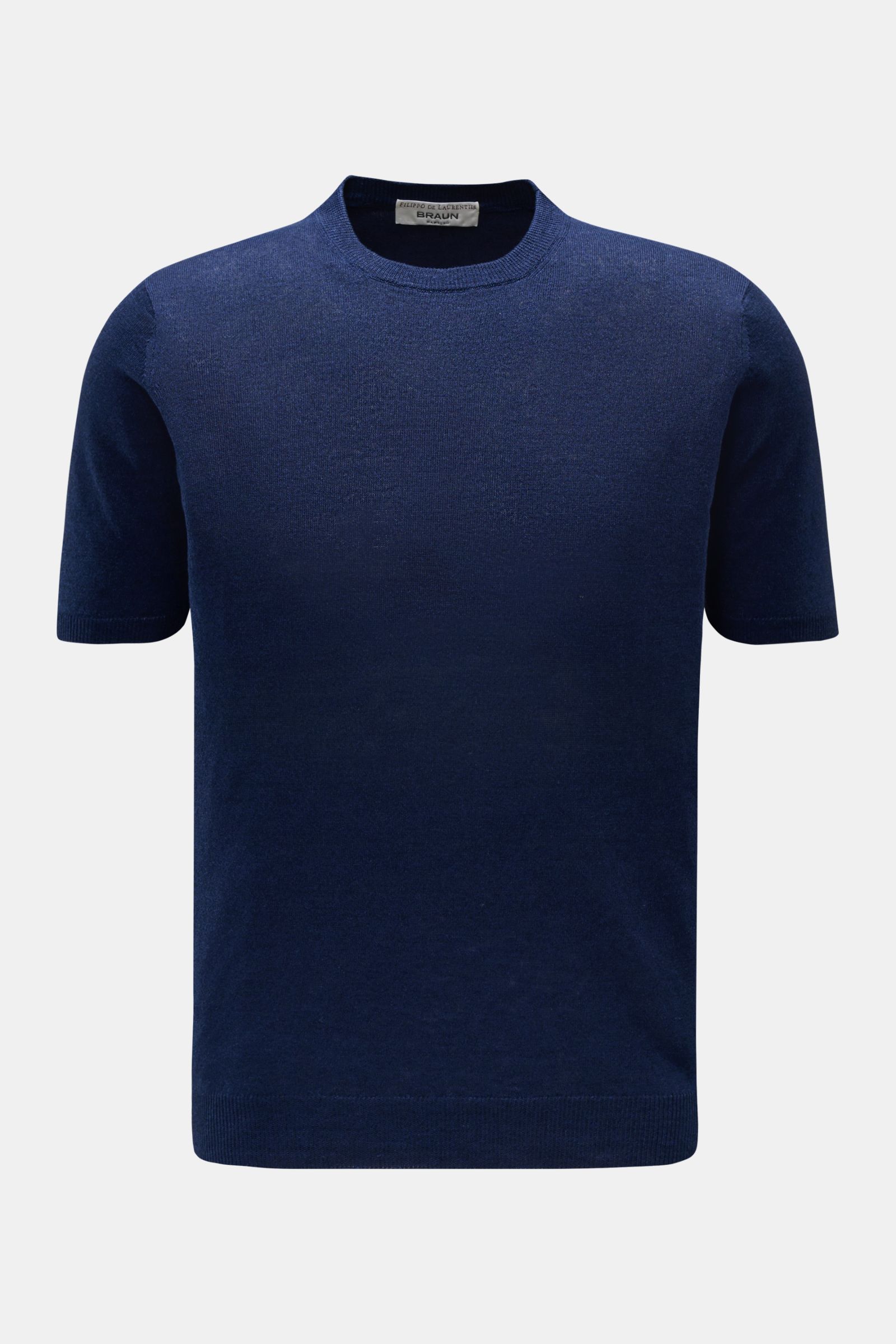 Filippo de Laurentiis Feinstrick-Kurzarmpullover dunkelblau