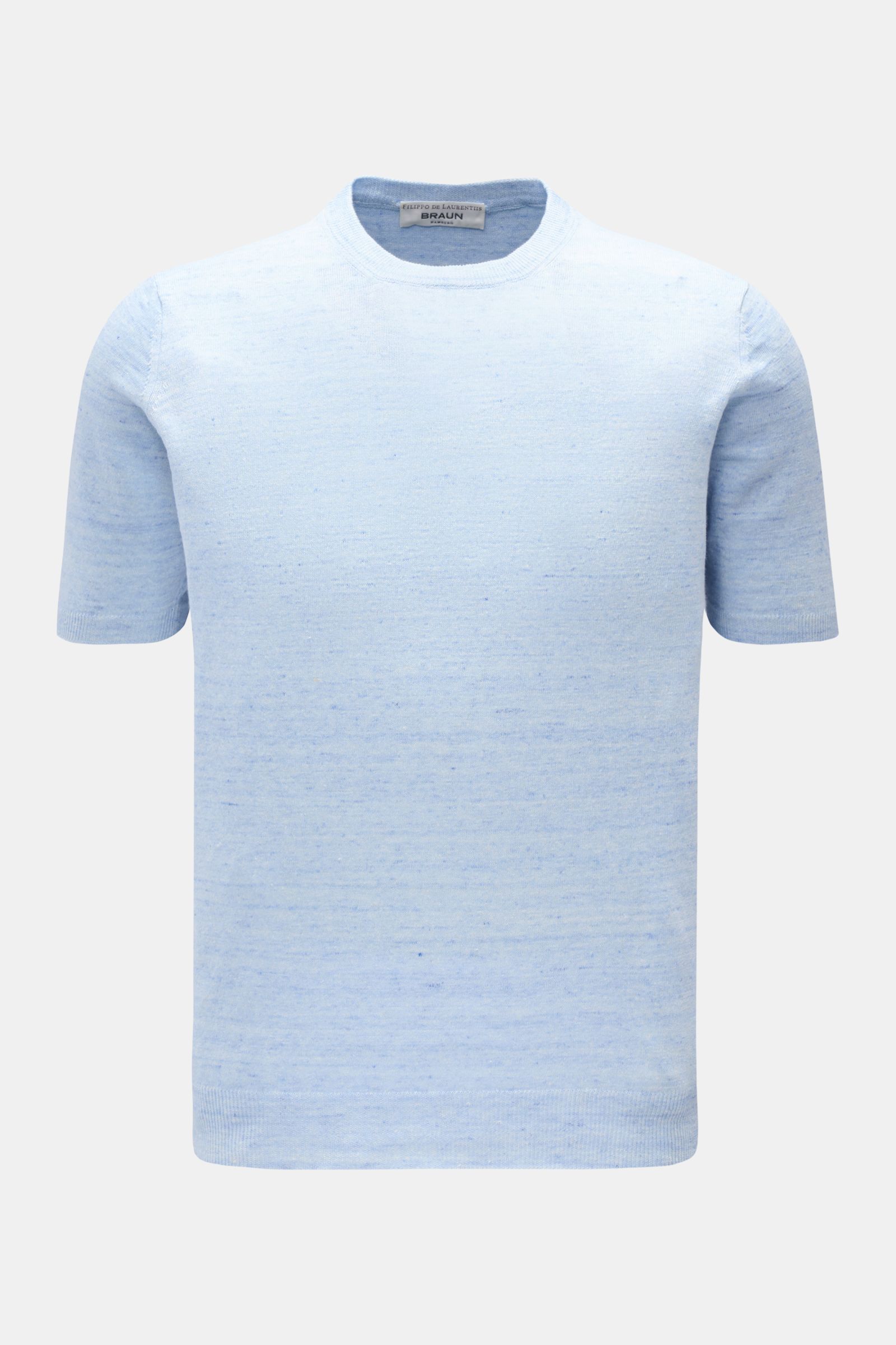 Filippo de Laurentiis Feinstrick-Kurzarmpullover hellblau meliert