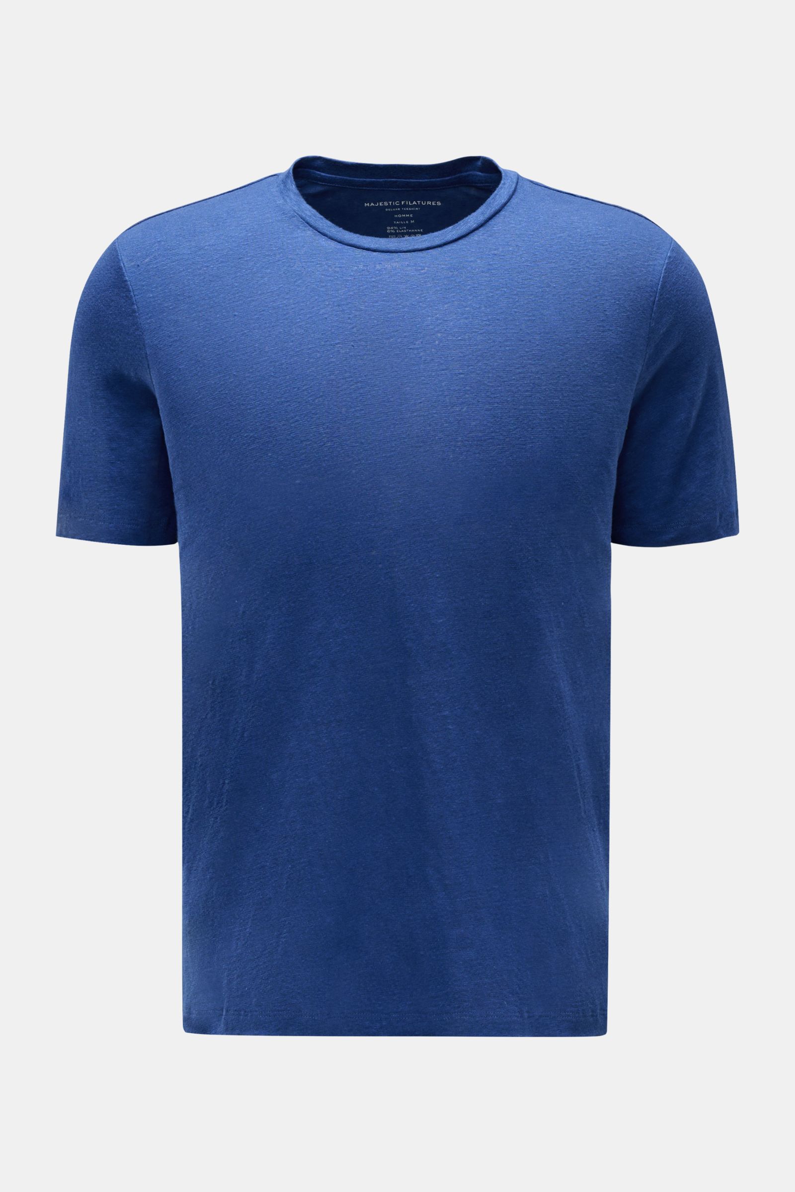 Majestic Filatures Leinen Rundhals-T-Shirt blau