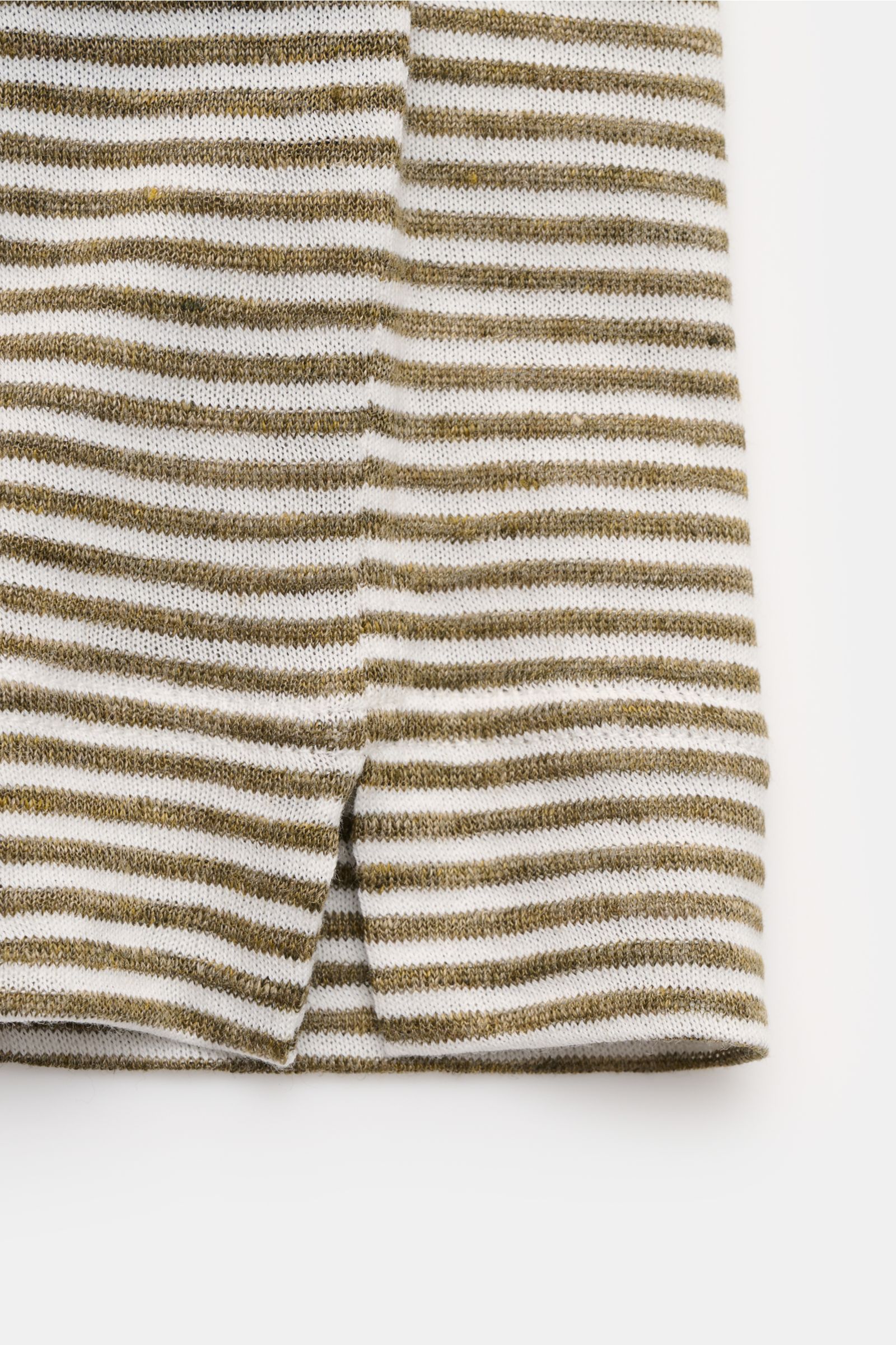 Fedeli Rundhals-T-Shirt creme/khaki gestreift