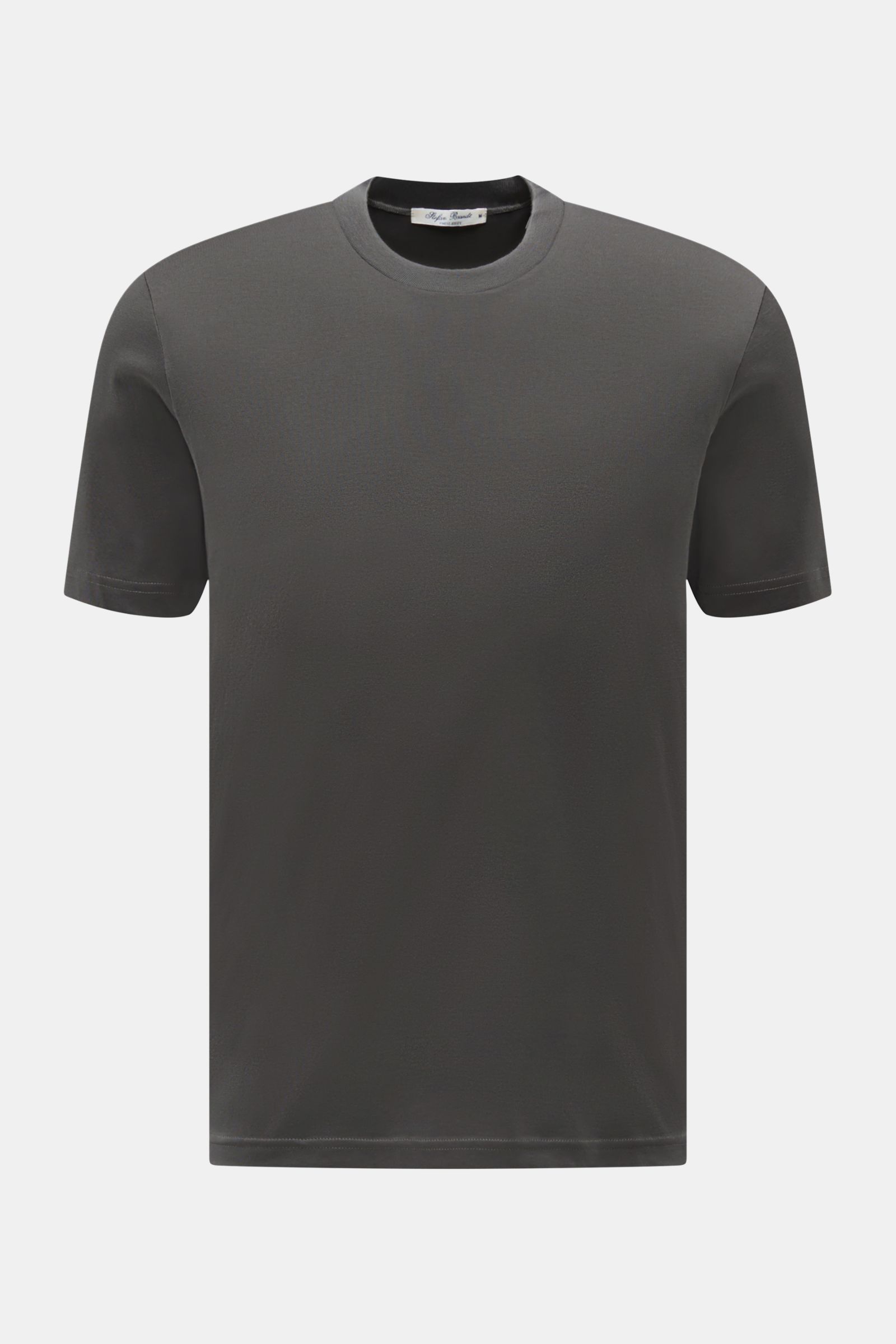 Front view of Stefan Brandt Crew neck T-shirt 'Eli' dark grey, slim fit with very soft pure Pima cotton jersey and crew neck.