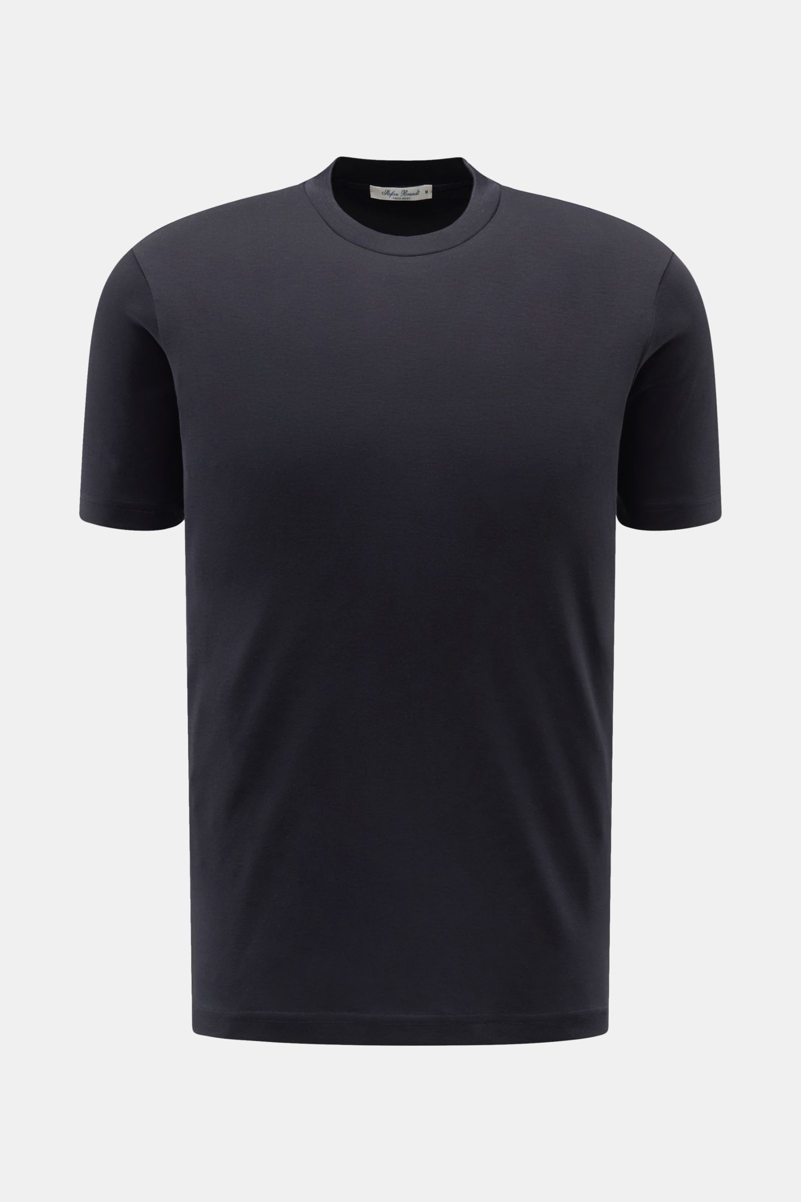 Front view of Stefan Brandt Crew neck T-shirt 'Sea Island Eli' dark navy, slim fit with crew neck, made from pure Sea Island cotton jersey for a very soft feel.