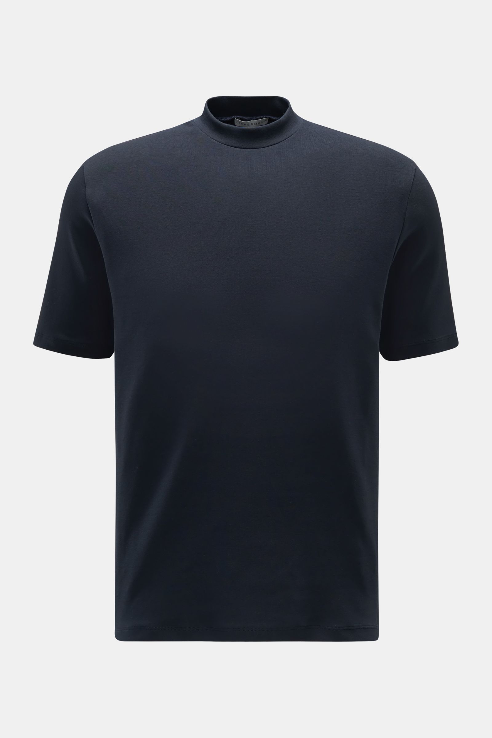Front view of the Kiefermann Rundhals-T-Shirt 'Paddys' navy, made of pure cotton with slight elasticity, soft touch, slim fit, and round neckline.