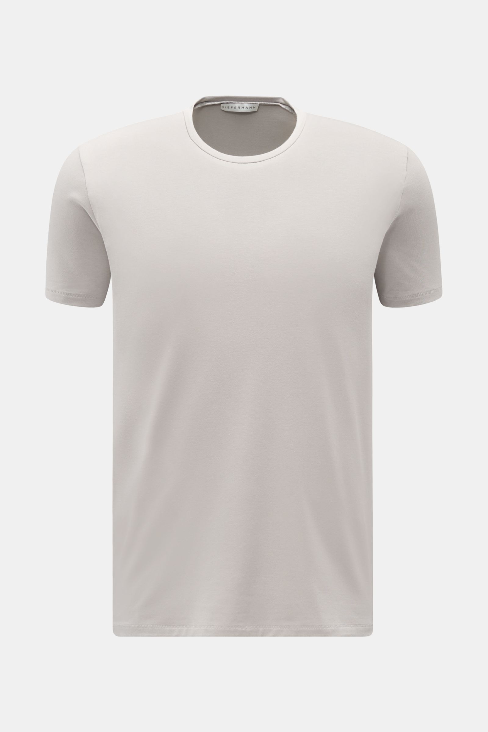 Kiefermann Rundhals-T-Shirt 'Herons' hellgrau, slim fit, aus Baumwolle-Modal-Mix, weicher Jersey mit leichtem Glanz, Frontansicht.