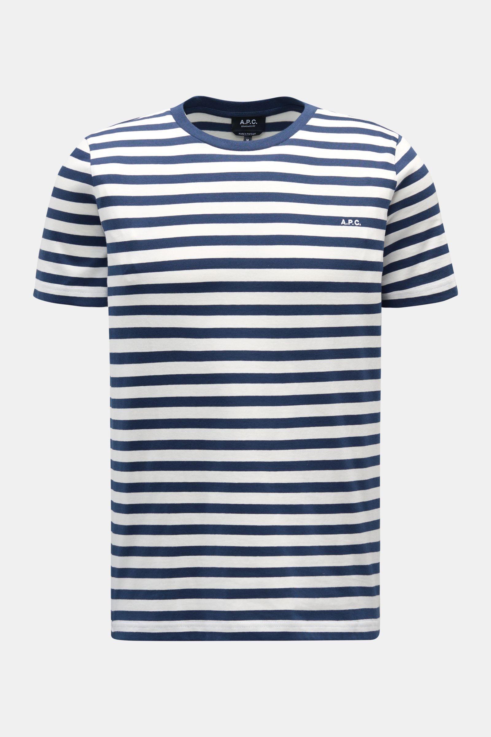 A.P.C. Rundhals-T-Shirt navy/offwhite gestreift