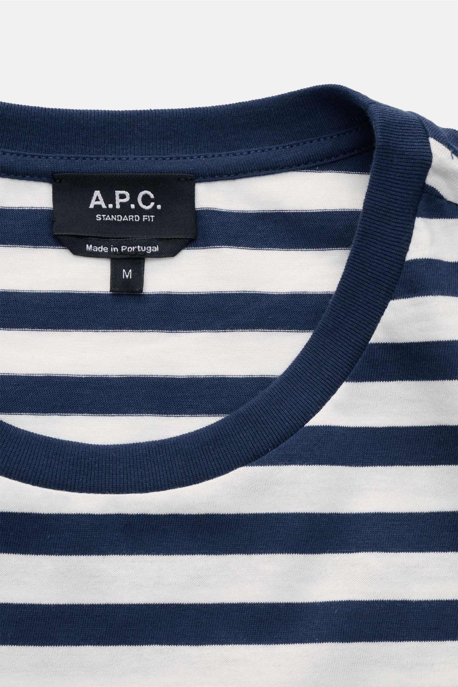A.P.C. Rundhals-T-Shirt navy/offwhite gestreift