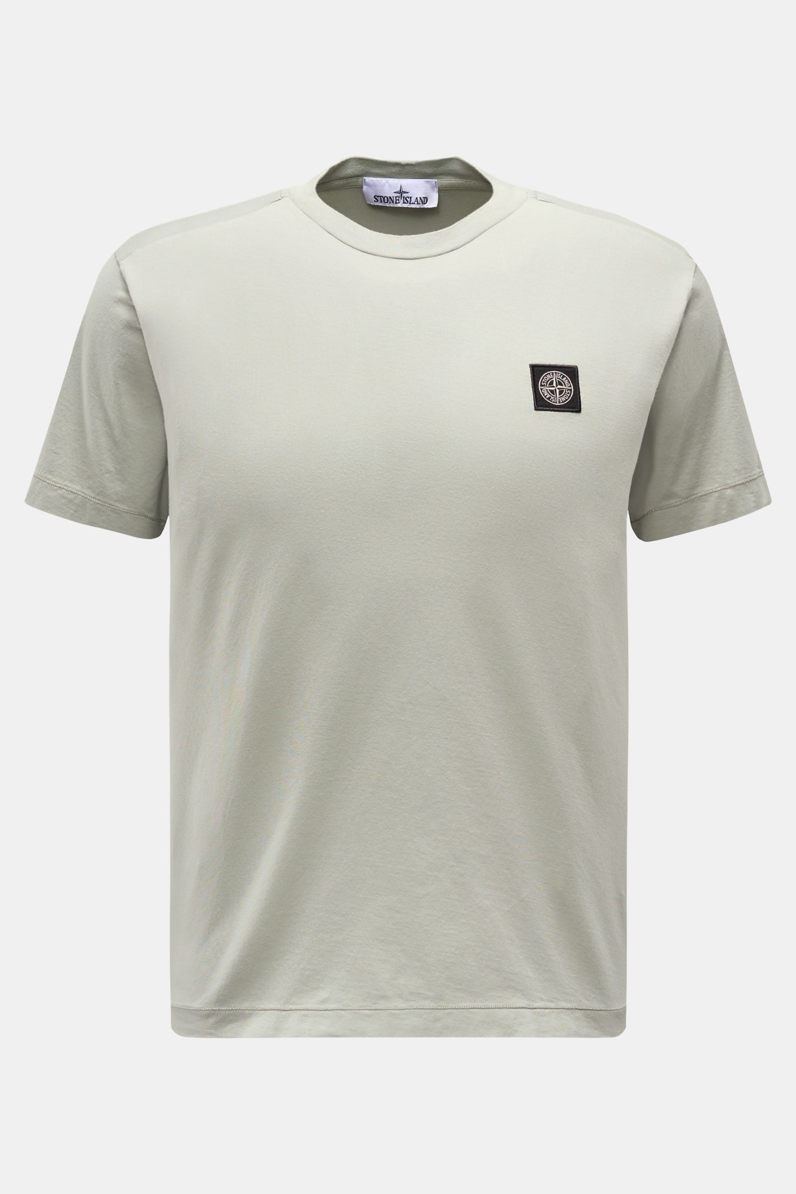 Stone Island T-Shirt 'Basic Cotton' salbei, Slim Fit, reine Baumwolle, weicher Griff, Rundhals, Weblabel Brust, Frontansicht.