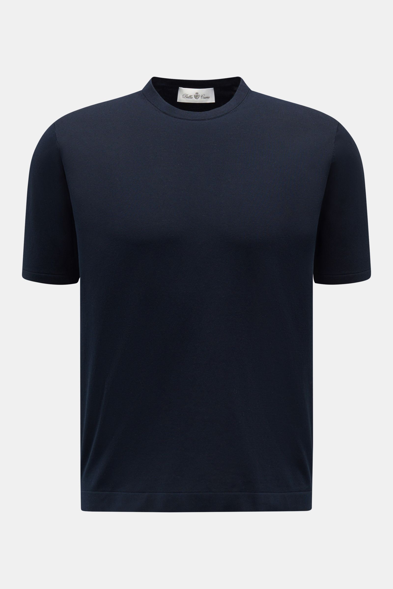 Della Ciana T-Shirt navy, frontale Nahaufnahme, modernes Essential mit Rundhalsausschnitt, Regular Fit, reine Baumwolle, weicher Griff, cleanes Design.