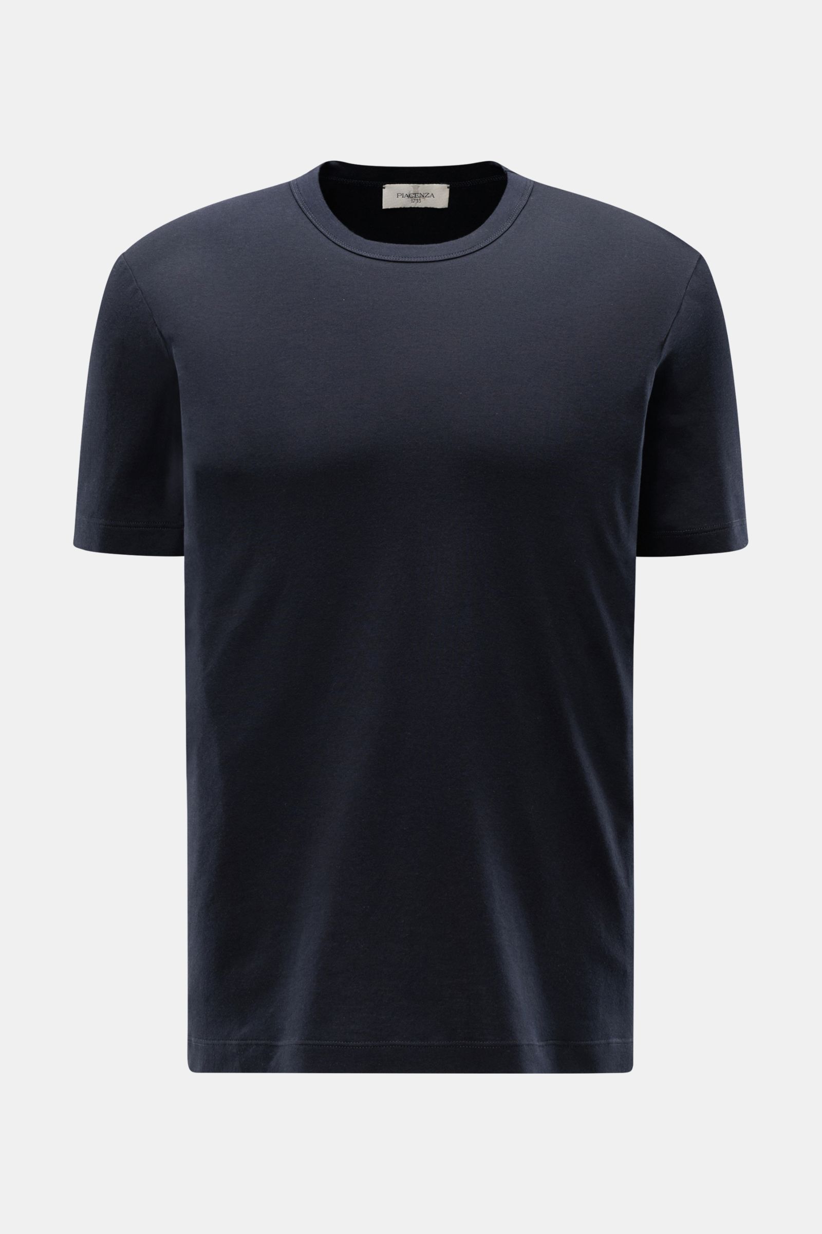 Piacenza 1733 Rundhals-T-Shirt navy, frontale Ansicht, reine Baumwolle, feine Jersey-Qualität, Regular Fit, sehr weicher Griff, atmungsaktiv und formstabil