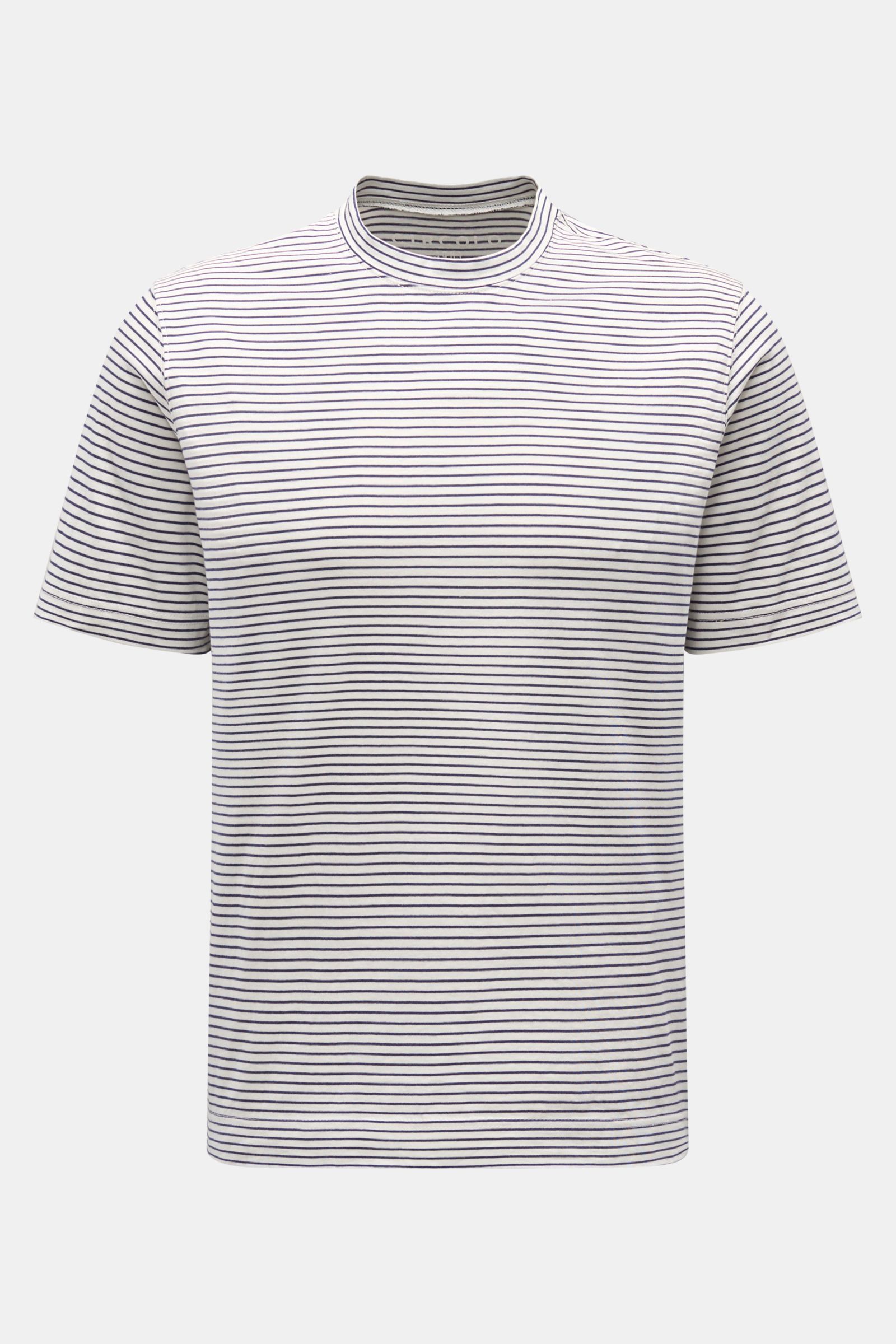 Circolo 1901 T-Shirt weiß/navy gestreift, Frontansicht, Regular Fit, reine Baumwolle, weicher Griff, klassisches Streifenmuster, Basic für Frühling.