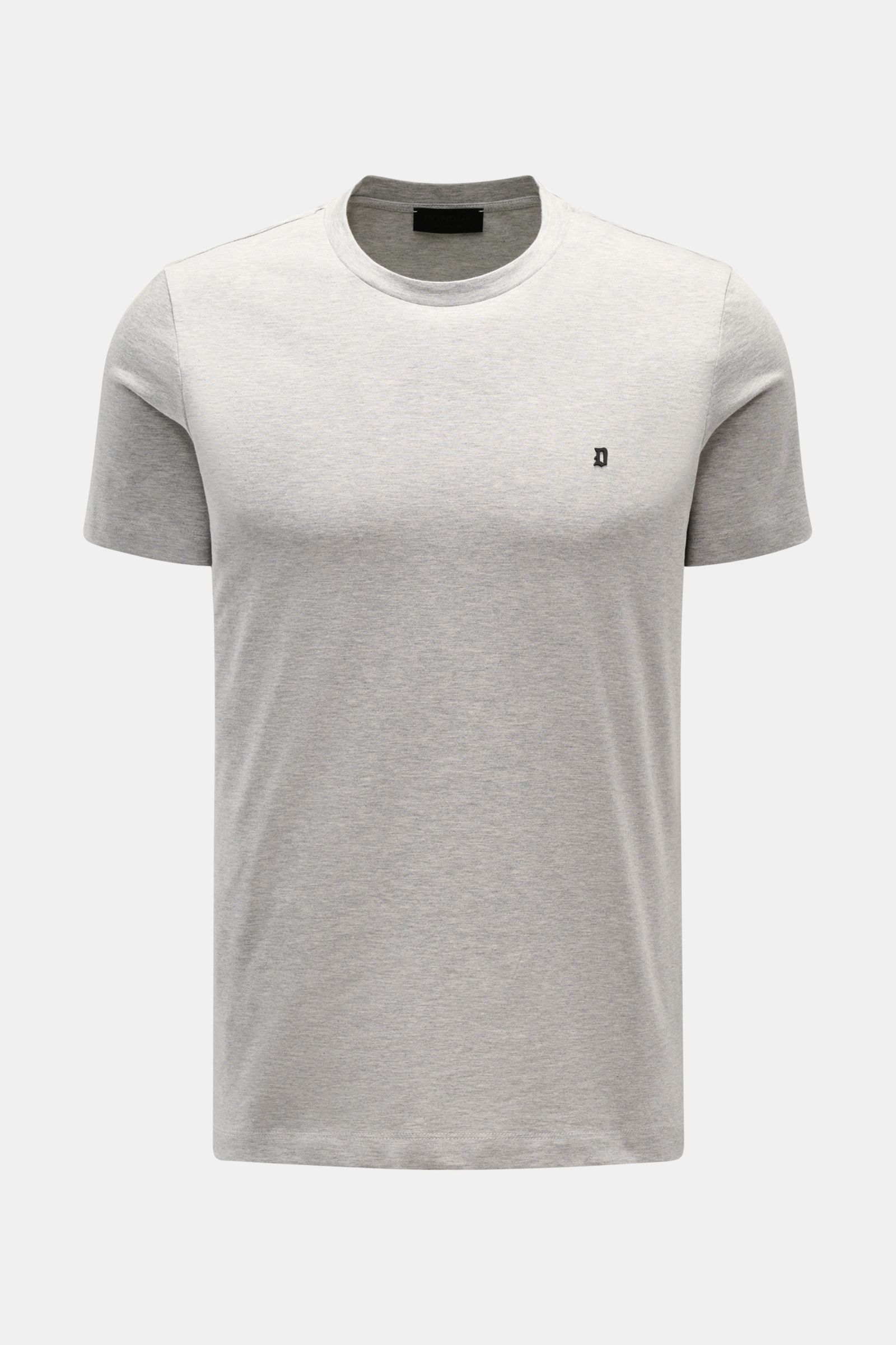 Dondup Rundhals-T-Shirt hellgrau, Slim Fit, aus weichem Baumwoll-Jersey, Frontansicht mit Rundhalsausschnitt und kleinem DONDUP-Logo auf der Brust.