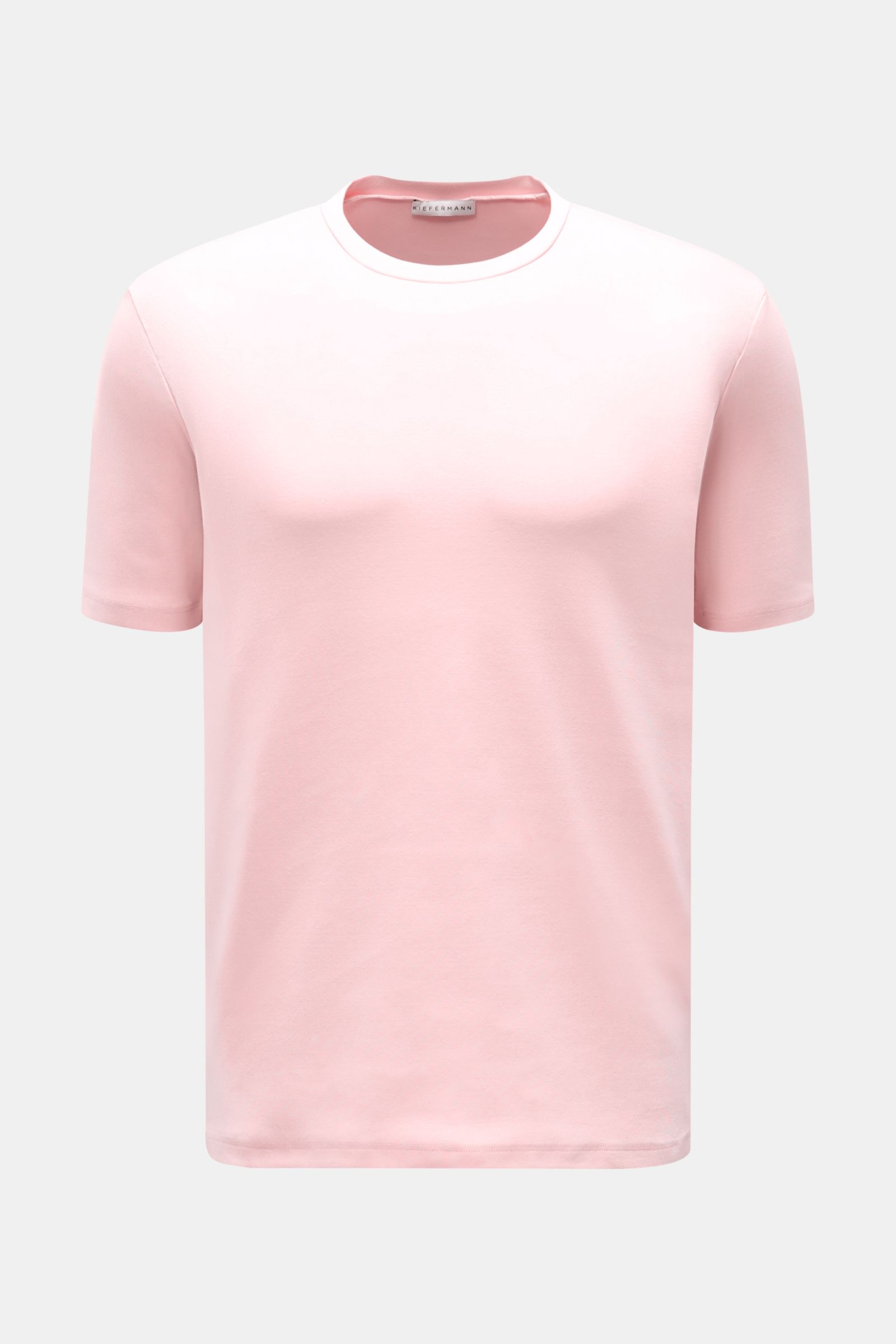 Kiefermann Rundhals-T-Shirt 'Arndell' rosé, elastische Baumwolle, weicher Griff, Regular Fit, Rundhalsausschnitt, frontale Ansicht.