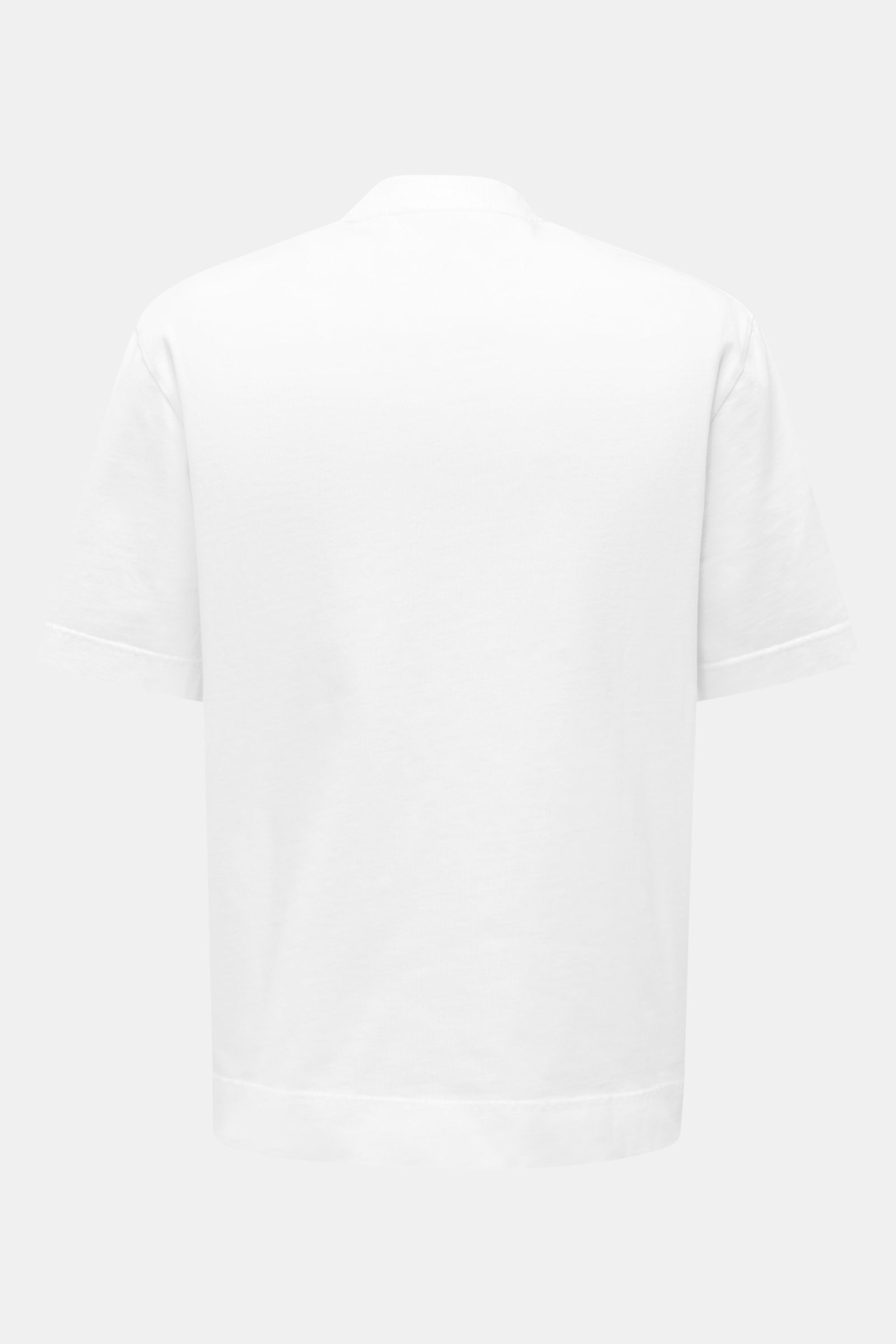 04651/ A trip in a bag Rundhals-T-Shirt weiß, robustes Basic aus schwerem Baumwoll-Jersey, Rückansicht, Regular Fit, kleines Weblabel.