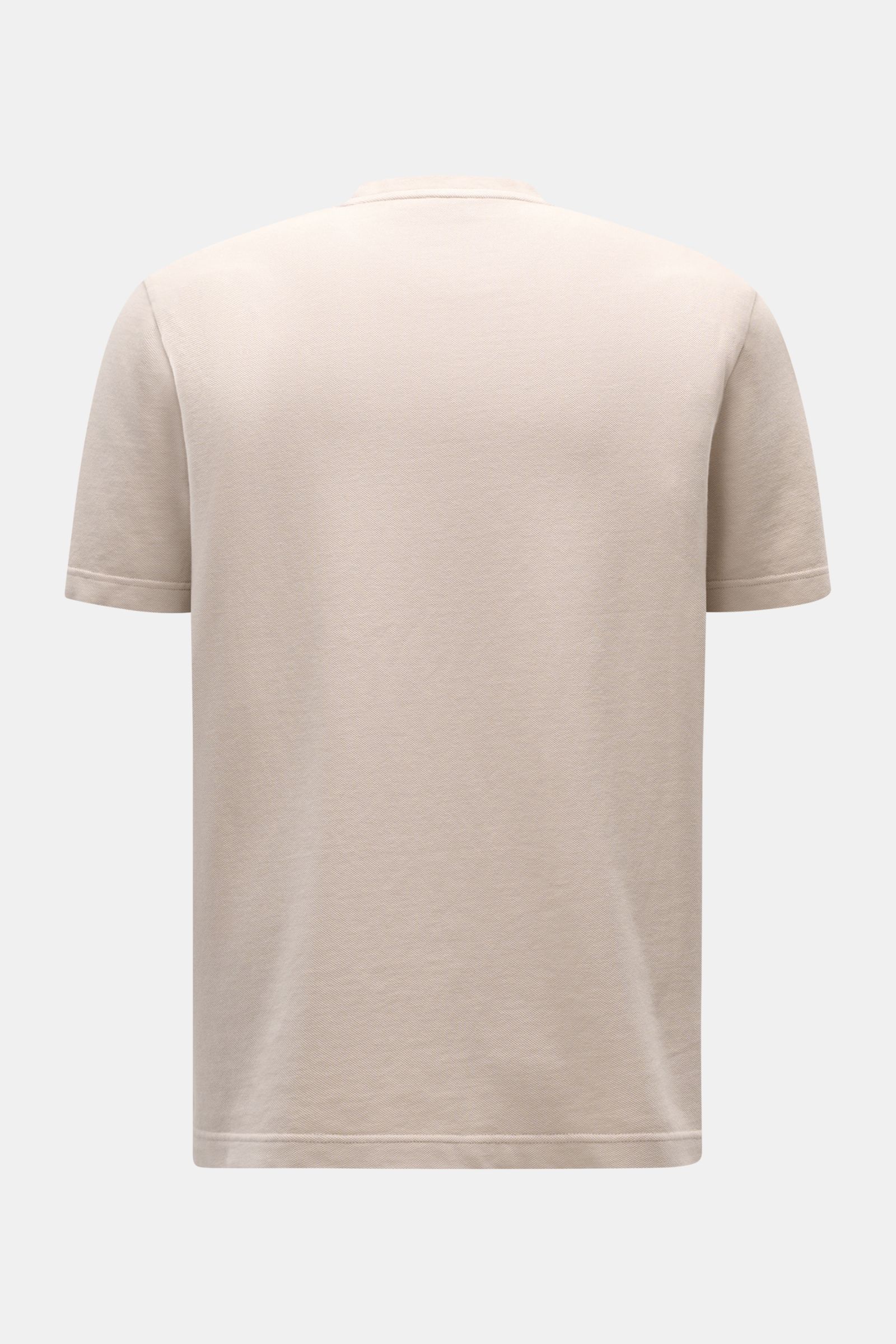 Back view of the 04651/ A trip in a bag Piqué T-shirt beige in pure cotton with slim fit and crew neck, ribbed bands.
