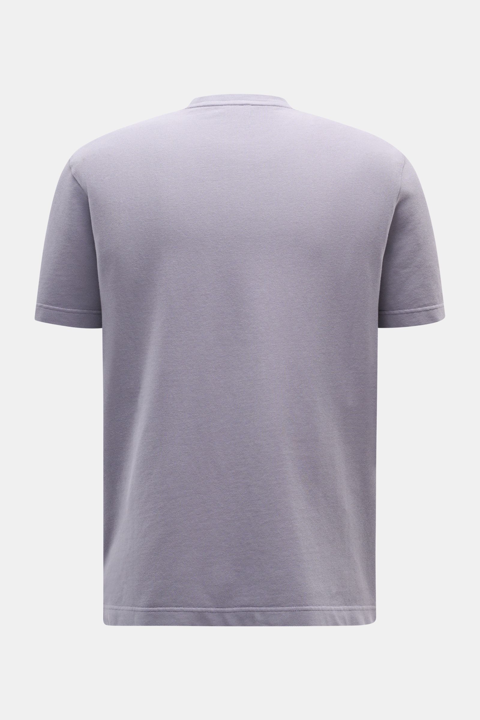 Rear view of the 04651/ A trip in a bag Piqué T-shirt lavender, showing pure piqué cotton fabric, slim fit, crew neck, and ribbed bands.

Summer essential: This piqué T-shirt from 04651/ A TRIP IN A BAG is a versatile staple that's perfect for warm day