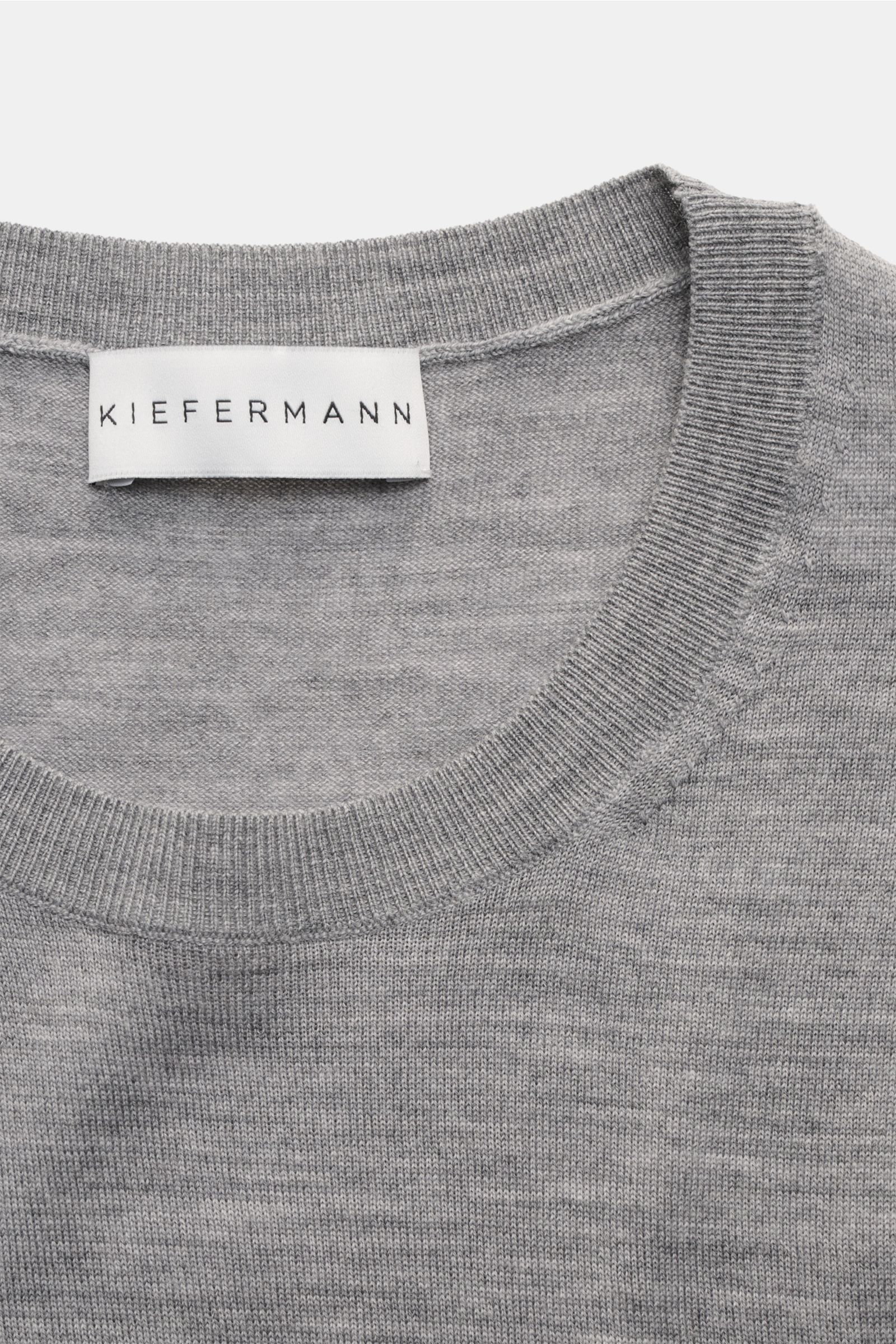Kiefermann Merino Kurzarmpullover 'Georgs' grau meliert