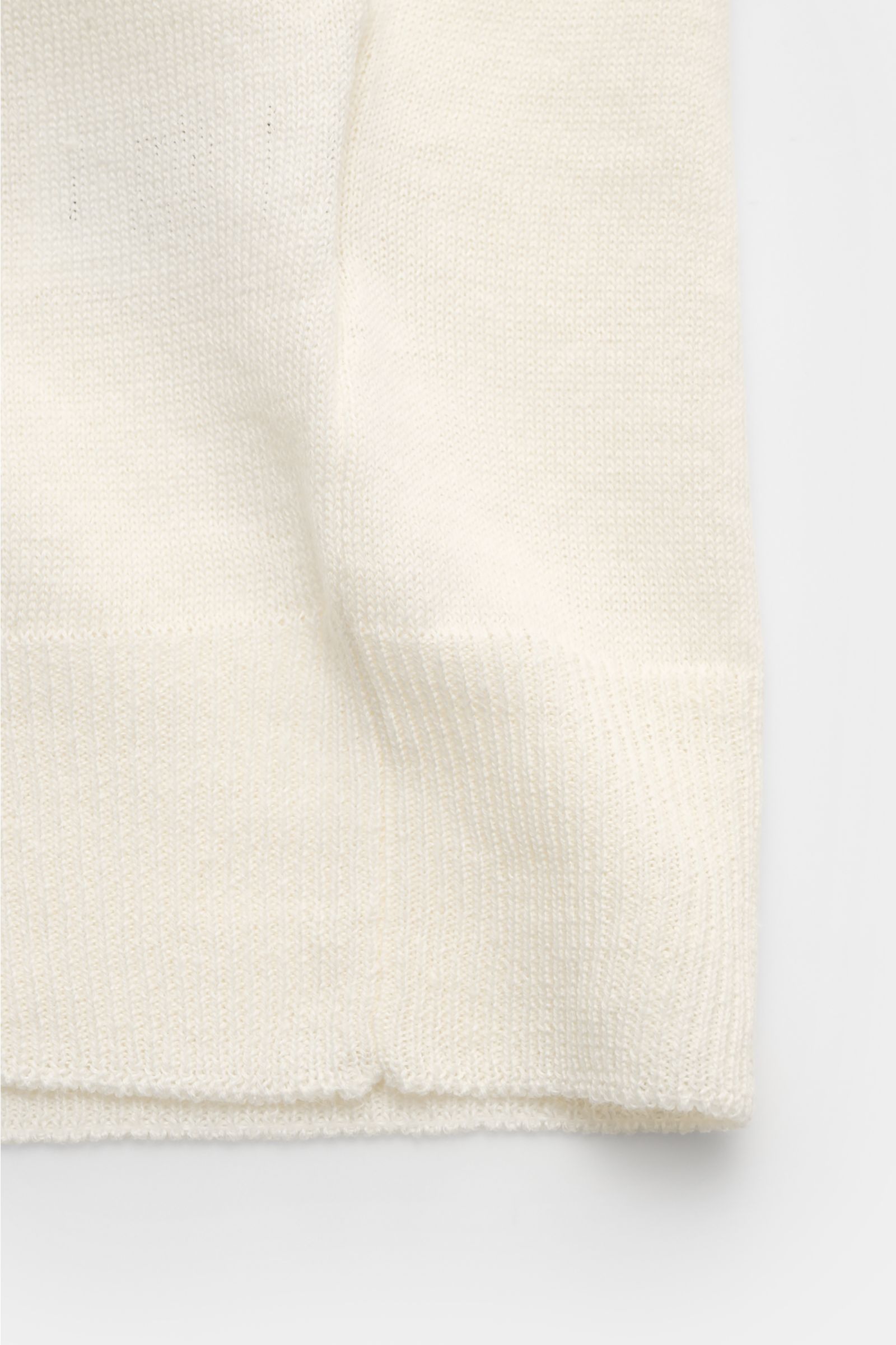 Gran Sasso Kurzarmpullover offwhite/navy gestreift, Sommer-Essential aus Leinen-Baumwoll-Mix, weicher Griff, Rundhalsausschnitt, Detailaufnahme Bündchen