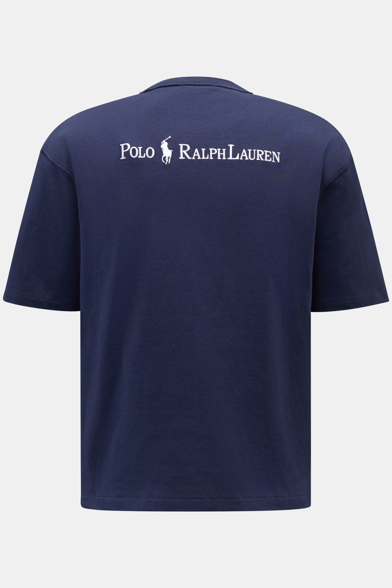 Rückansicht des Polo Ralph Lauren Rundhals-T-Shirt navy aus schwerer Baumwolle mit Regular Fit und labeltypischem Logo-Stitching.