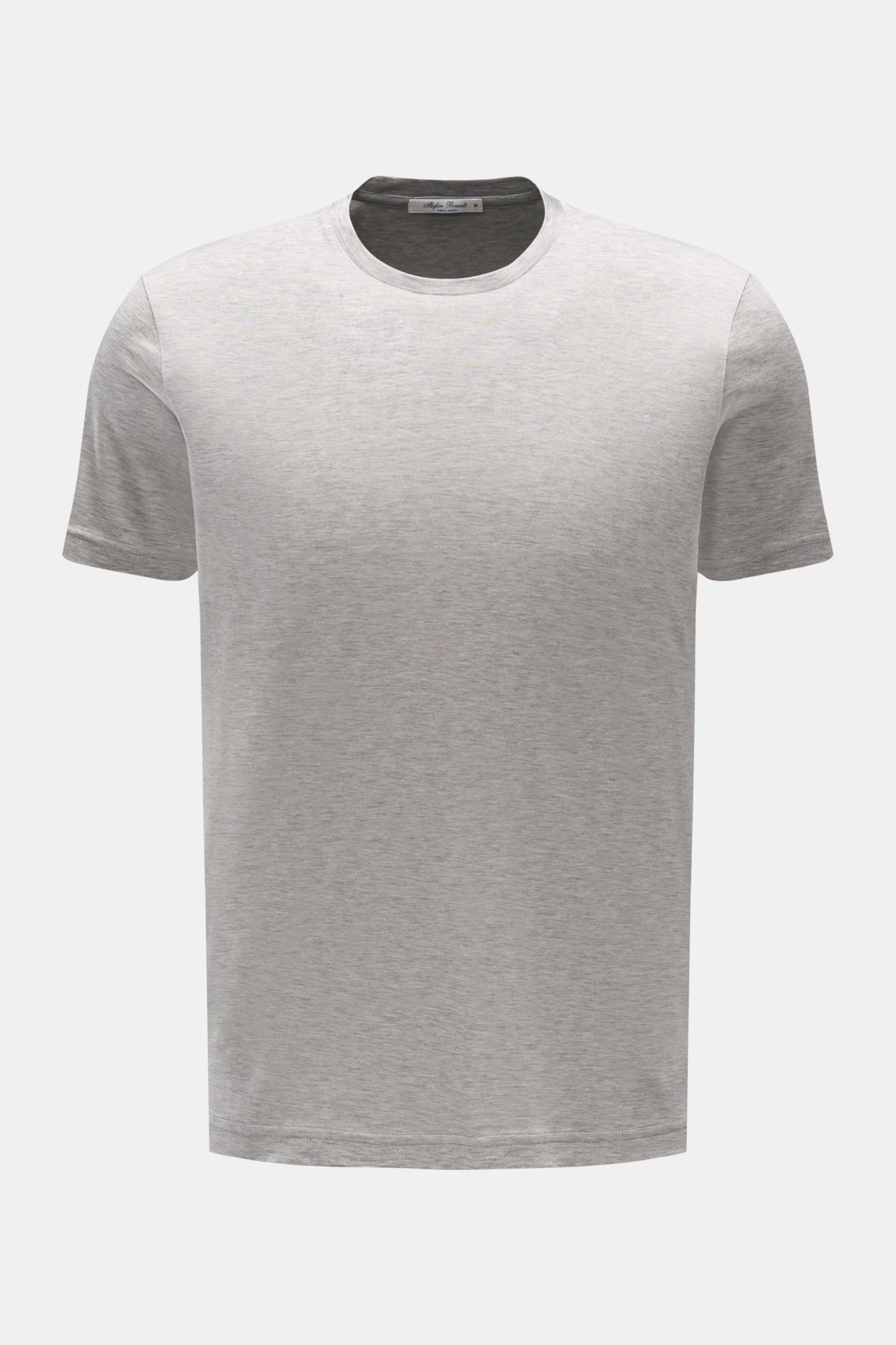 Stefan Brandt Rundhals-T-Shirt 'Enno' grau meliert, slim fit, feine Jersey-Qualität, Seide-Baumwollmix, weicher Griff, frontale Ansicht.