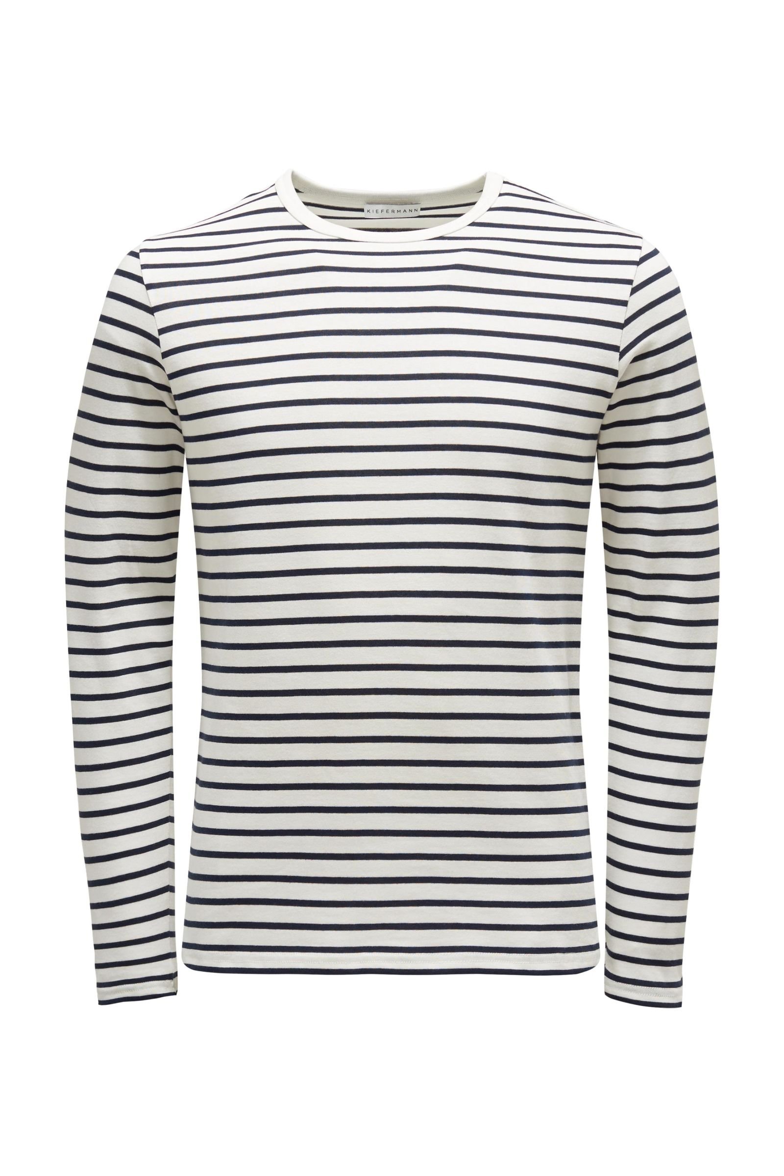 Crew neck long sleeve 'Chuck' off-white/navy striped