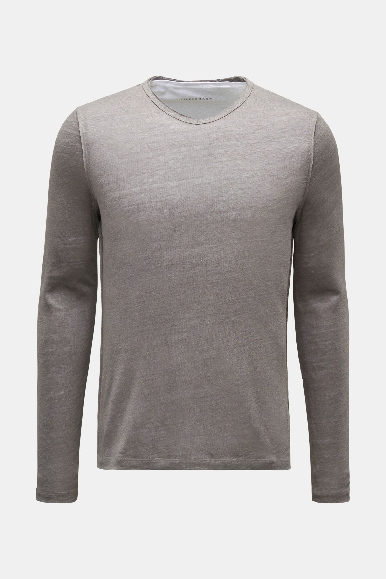 Linen V-neck long sleeve 'Florian' grey