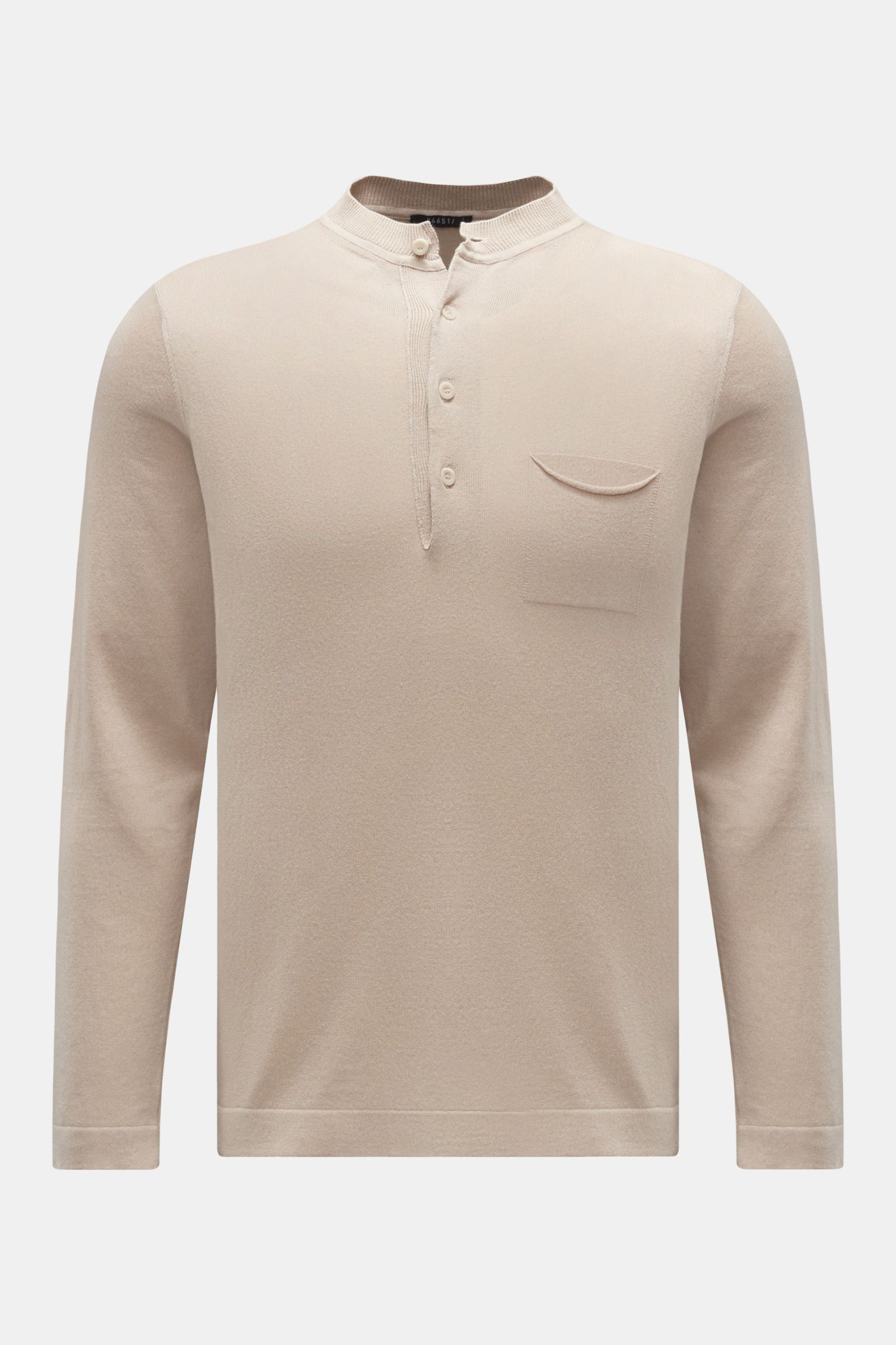 04651/ A trip in a bag Strick-Henleyshirt 'Foggy' beige