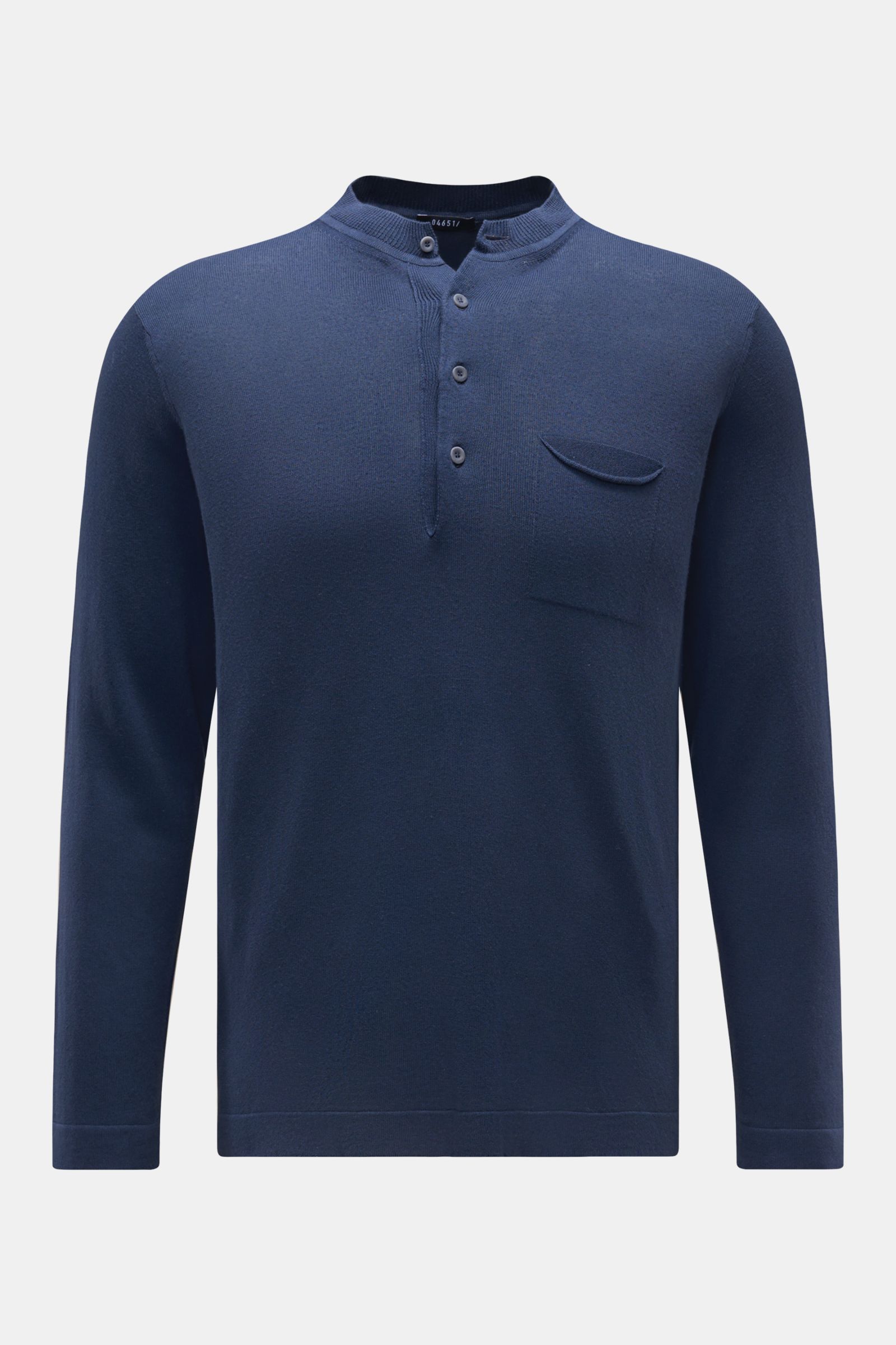 04651/ A trip in a bag Knit Henley T-shirt 'Foggy' navy